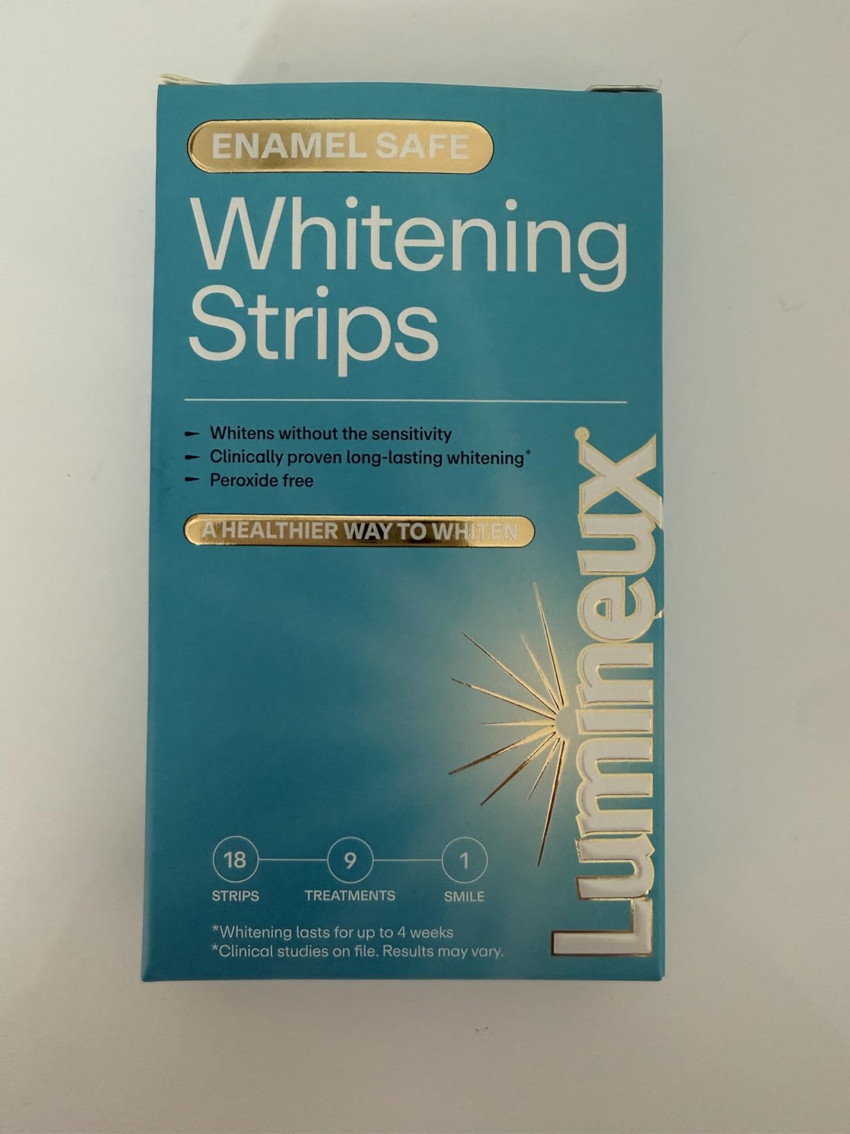 Lumineux Teeth Whitening Strips, Peroxide Free, 9 Treatments (1 Month) customer photo 2