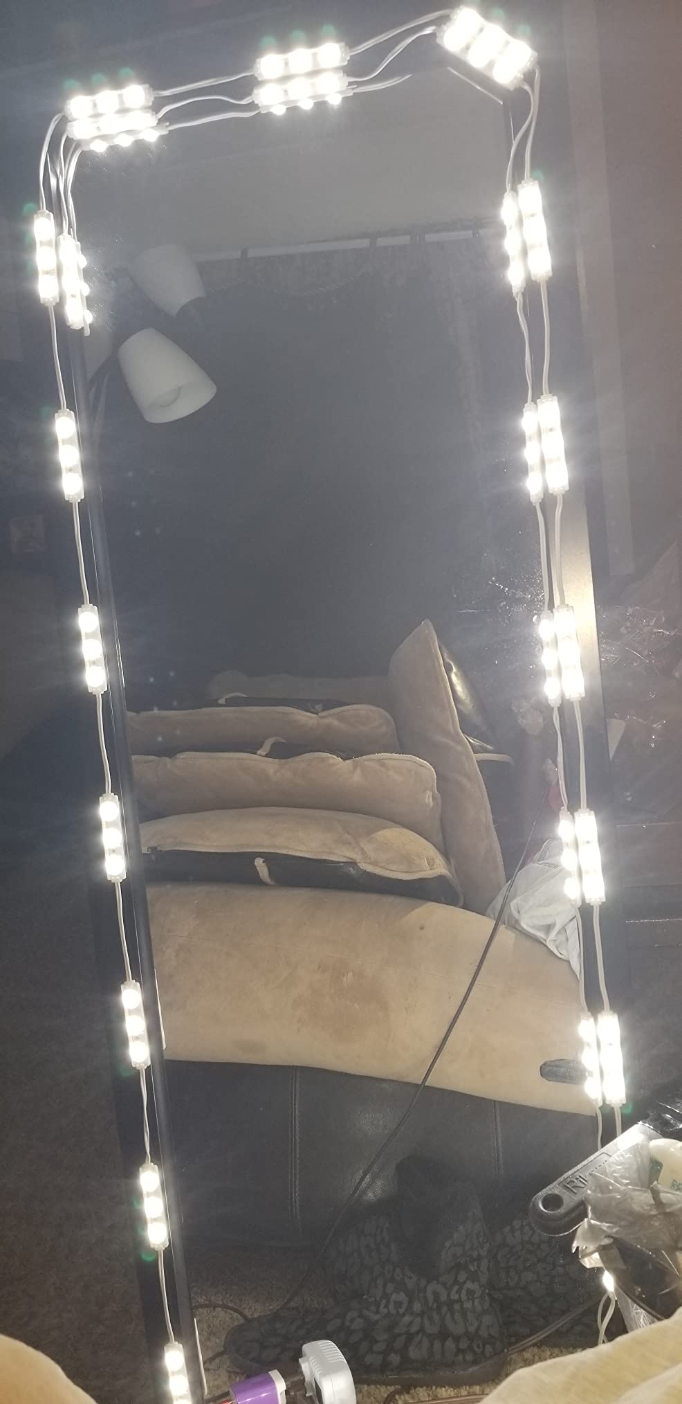 LPHUMEX Hollywood Glam Led Vanity Lights Kit, 14ft Dimmable Mirror Lights, Full Body & Bathroom Lighting, Plug in Floor Light with Power Supply (Mirror not Inlcuded) customer photo 2