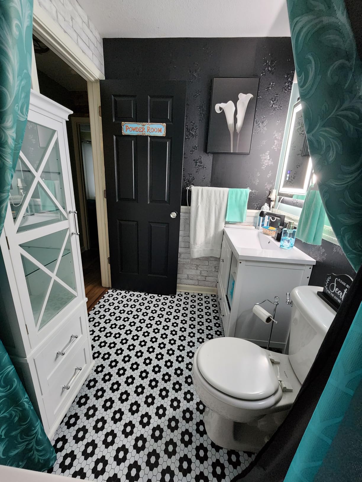 FloorPops Black Biscotto Peel & Stick Floor Tiles, FP3931 customer photo 2