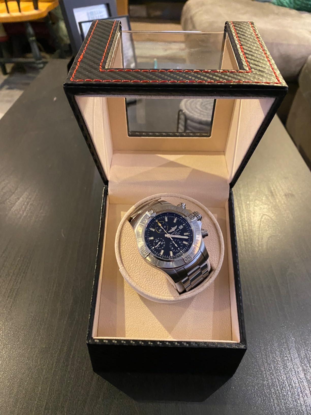 Automatic Single Watch Winder for Automatic Watches,Rotating Watch Case with Japanese Quiet Motor,AC Adapter or Battery Powered customer photo 2