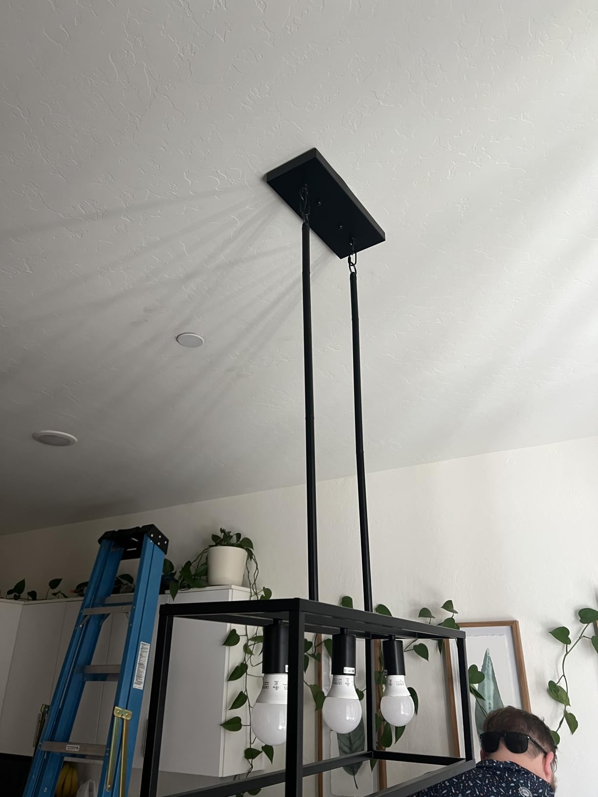 Black Farmhouse Kitchen Island Lighting, Modern Industrial Chandelier, 5-Light Linear Rectangular Pendant Light Fixtures for Farmhouse Kitchen Dining Room Bar Foyer(Metal, Height Adjustable) customer photo 1