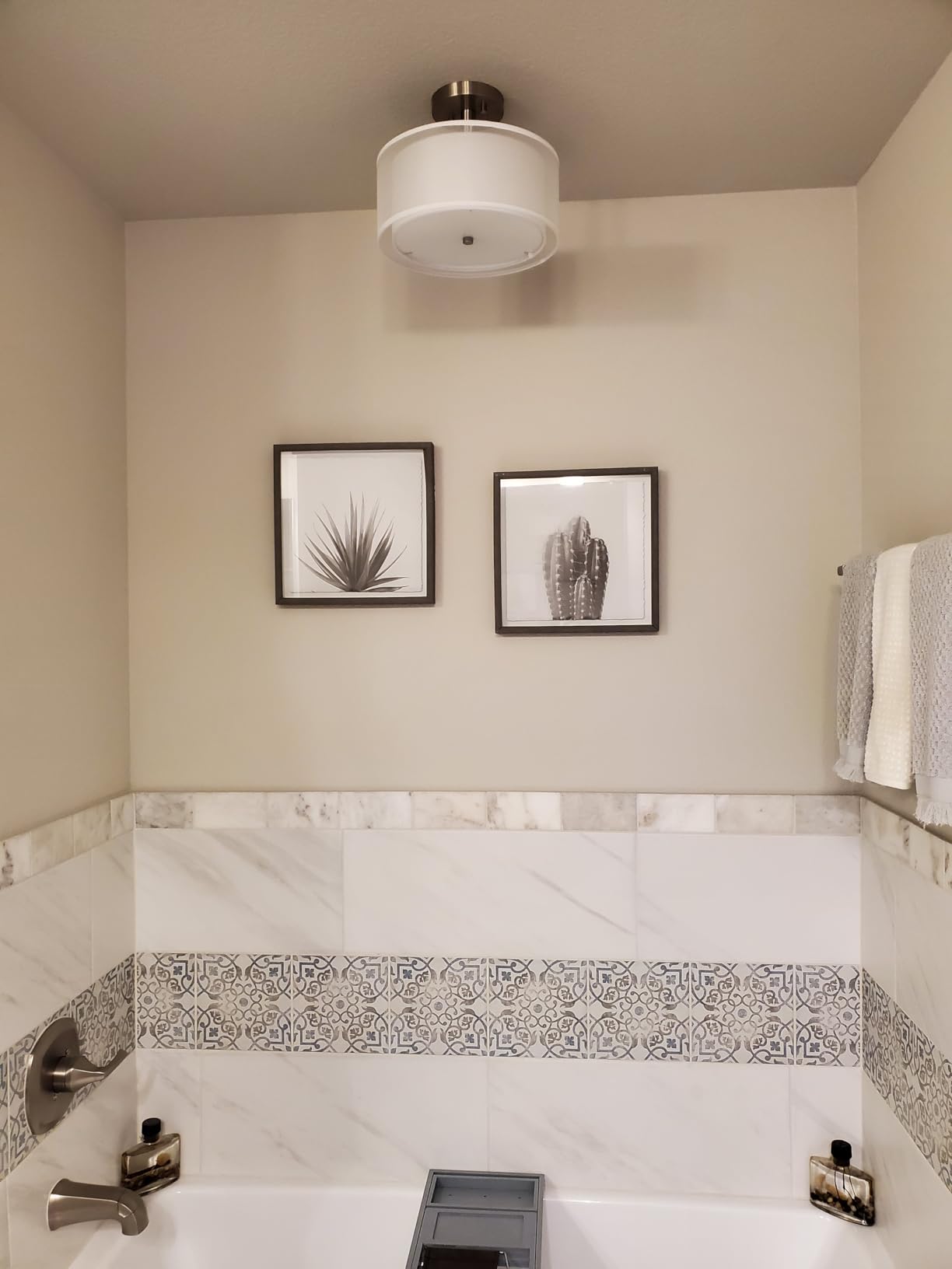 3-Light Semi Flush Mount Ceiling Light Fixture, Drum Light Ceiling Lighting customer photo 2