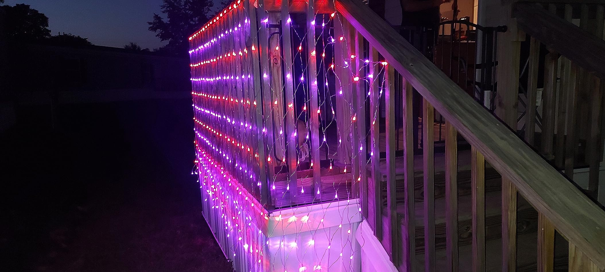 Dazzle Bright Christmas 360 LED Net Lights, 12FT x 5 FT Connectable Waterproof String Lights Clear Wire with 8 Modes, Christmas Decorations for Indoor Outdoor Xmas Yard Garden Decor (Multi Colored) customer photo 2