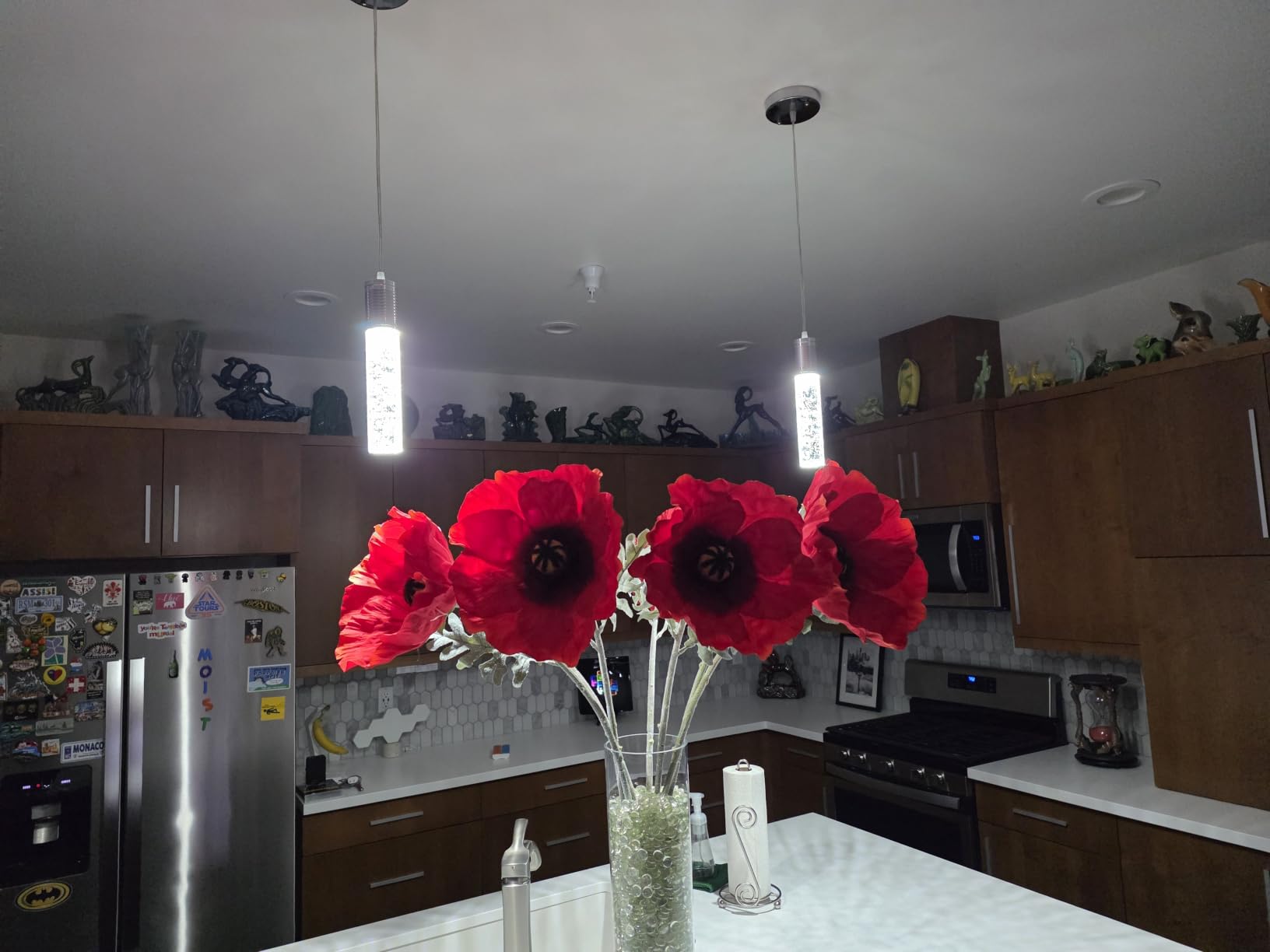 3 Lights Independent Kitchen Island Dining Room Lights Black Pendant Light Fixtures Linear Chandeliers 3 Pendant Lights for Kitchen Island Modern Pendant Light Fixtures, Day Light Bulbs Included customer photo 2