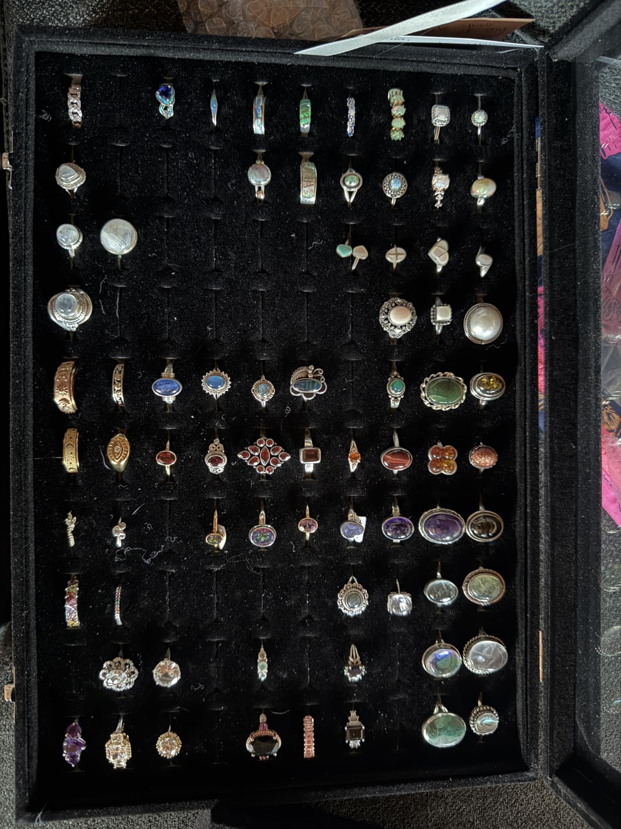 Frebeauty 100 Slots Ring Organizer Tray,Velvet Ring Box with Clear Lid customer photo 2