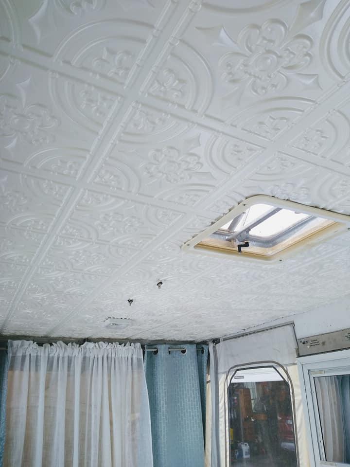 From Plain to Beautiful in Hours 205cr-24x24-10 Wrought Iron PVC 2' x 2' Glue-up Ceiling Tile (Covers / 40 sq.ft), Copper, 10 customer photo 2