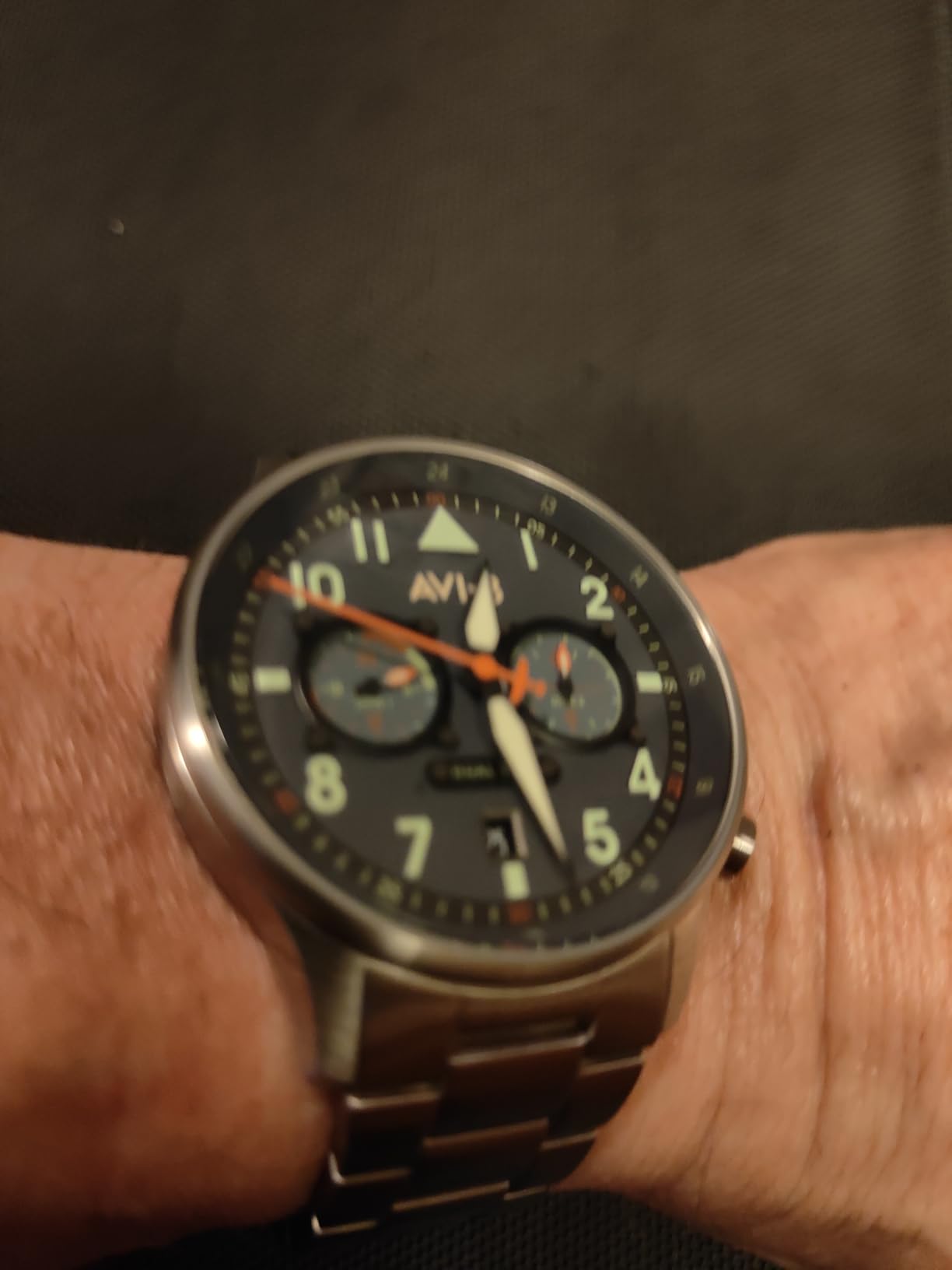 AVI-8 Hawker Hurricane Men's Pilot Watch – Dual Time Japanese Quartz Movement, 43.5mm Stainless Steel Case, Leather or Stainless Steel Strap, AV-4088 customer photo 1