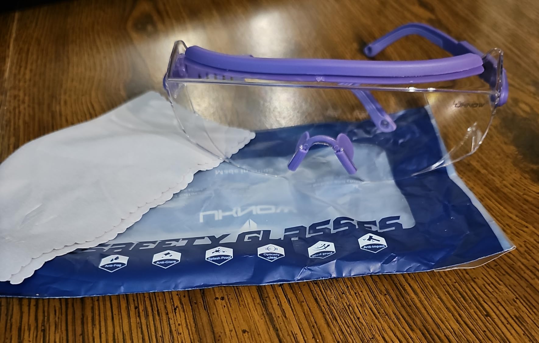 UKNOW Safety Goggles Over Glasses, Anti Fog Safety Glasses with Clear Wraparound Lens, ANSI Z87.1 Protective Eyewear customer photo 2
