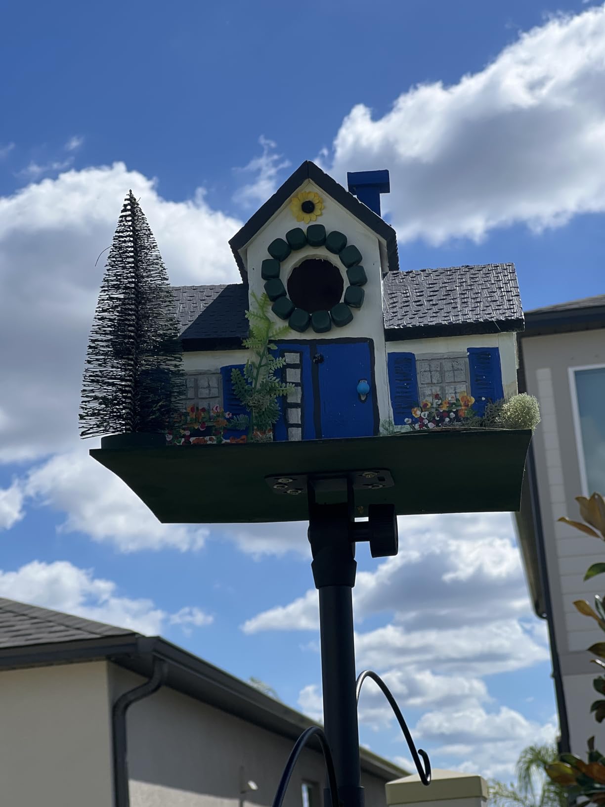 Bird Houses for Outside 3 Hole Bird House Room for 3 Bird Families Outdoor Bluebird Finch Cardinals Wooden Hanging Birdhouse for Garden customer photo 1