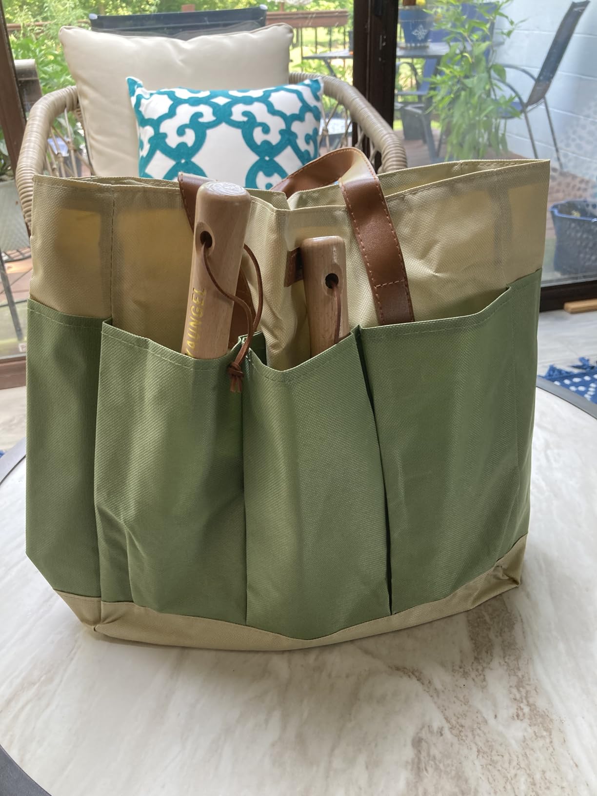 YAUNGEL Gardening Tools Set of 10 Heavy Duty Gardening Hand Tools Stainless Steel Garden Tools with Wooden Handle, Storage Garden Bag, Gardening Gifts for Women and Men customer photo 2