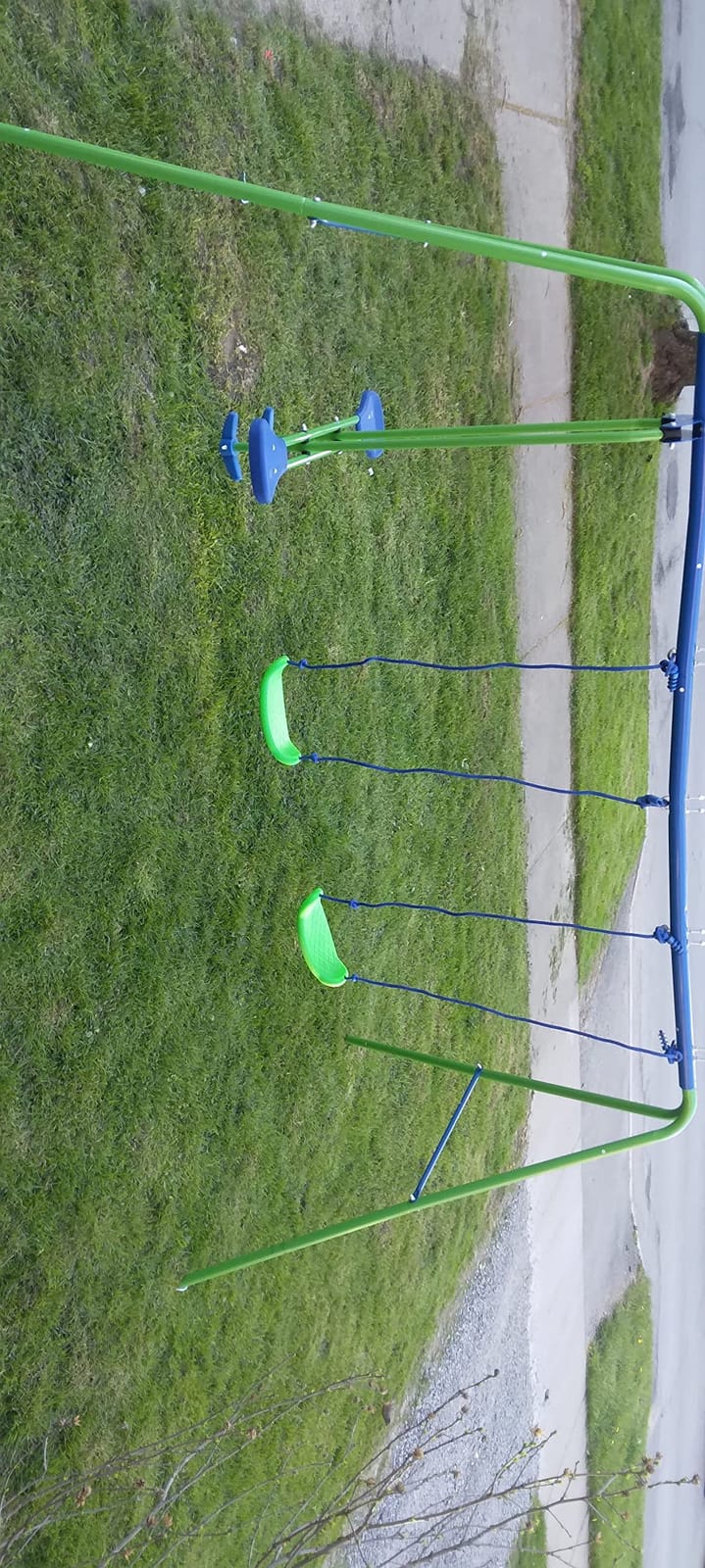 Outsunny Metal Swing Set with Glider Two S Seats Adjustable Height Purple customer photo 2