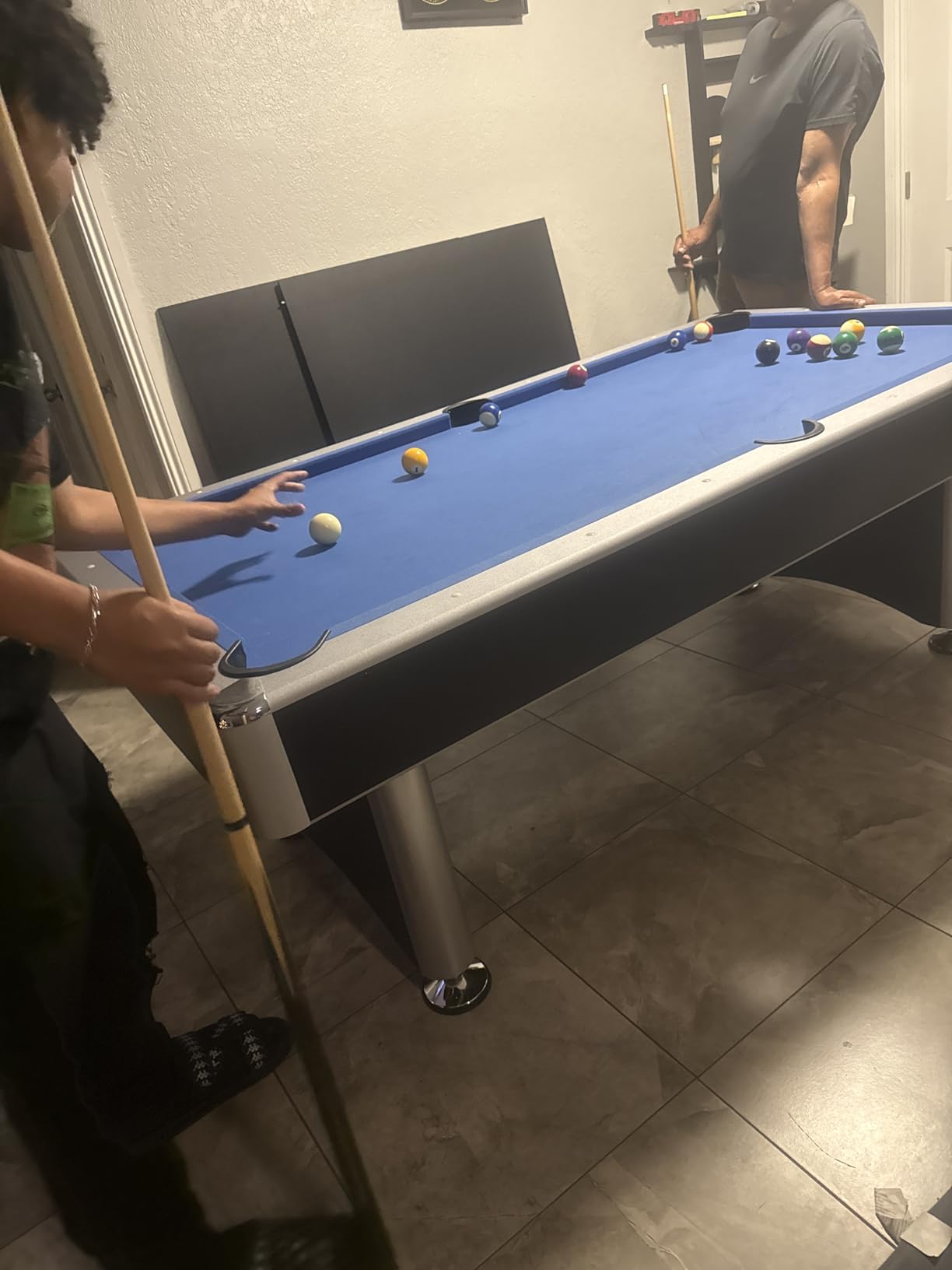 Hathaway Maverick 7 Foot Pool Table with Table Tennis Top – with Accessories for Both Games – Space-Saving Ping Pong and Pool Table Combo for Families – Matte Black Finish customer photo 1
