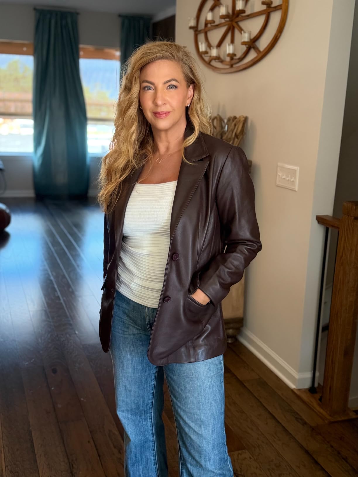 Jild Classic Style Leather Blazer Women - Casual Coat Leather Jacket Women customer photo 1