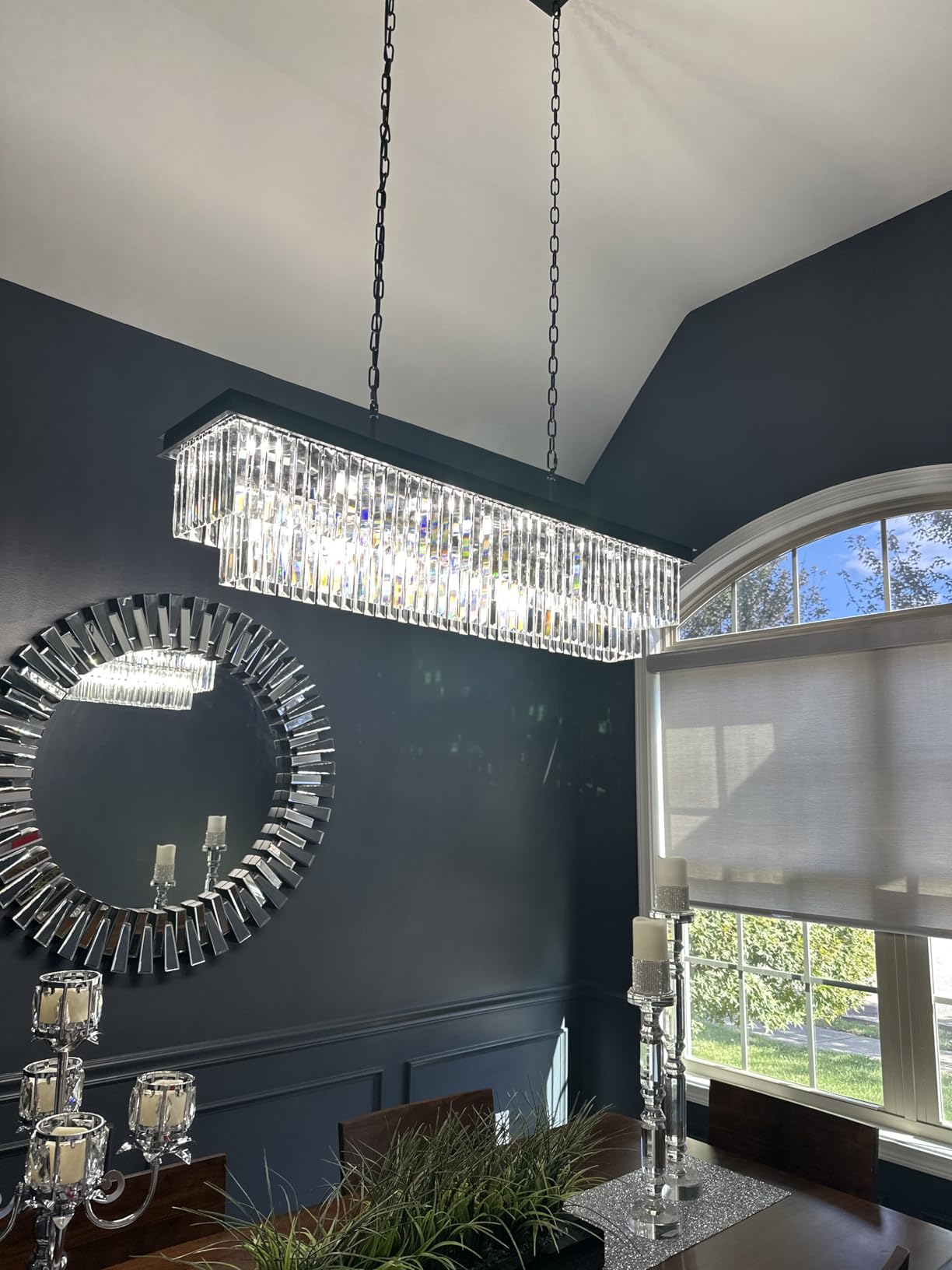 Weesalife Black Crystal Chandeliers for Dining Room，11-Lights L33.5 Inch customer photo 1