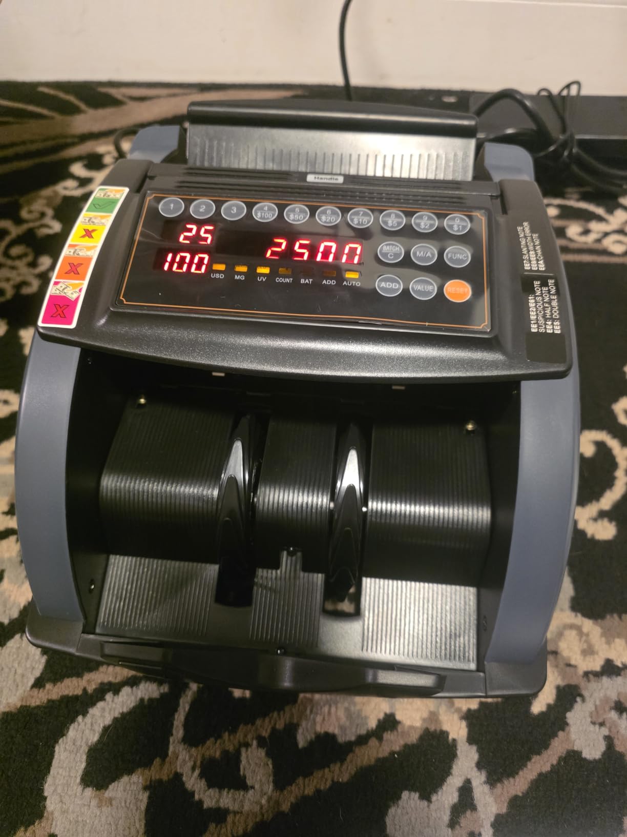 Aneken Money Counter with Value Count, UV/MG/IR/MT/DD Counterfeit Bill Detection for USD EUR with Count/Add/Batch/Auto/Manual Modes, Cash Counter with External LCD Display for Small Business & Office customer photo 2