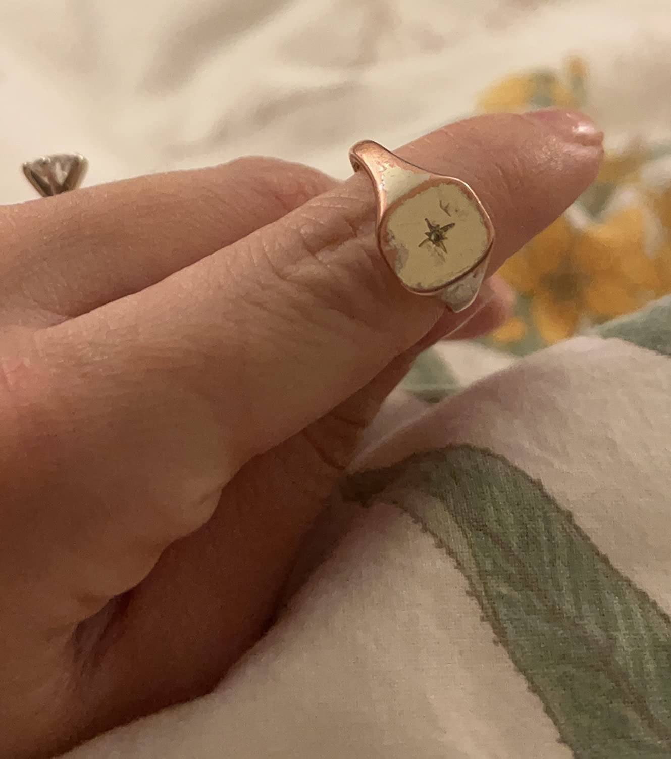 PAVOI 14K Gold Plated Engraved Signet Ring for Women with North Star customer photo 2