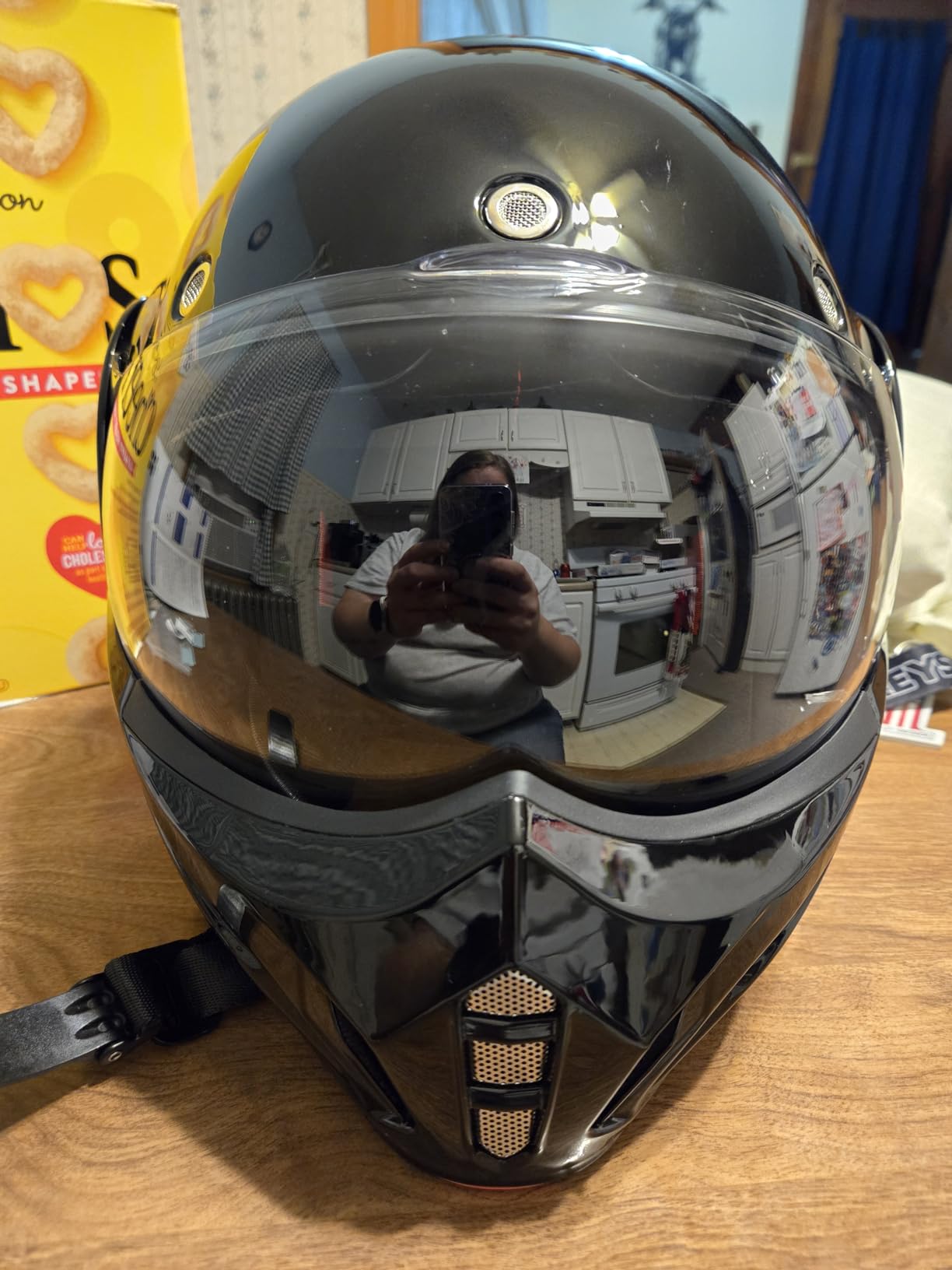 ILM Vintage Full Face Modular Motorcycle Helmet for Adults Men ATV UTV Snowmobile with 180° Reversible Chin Guard DOT ILM-B707(Matte Black, L) customer photo 2