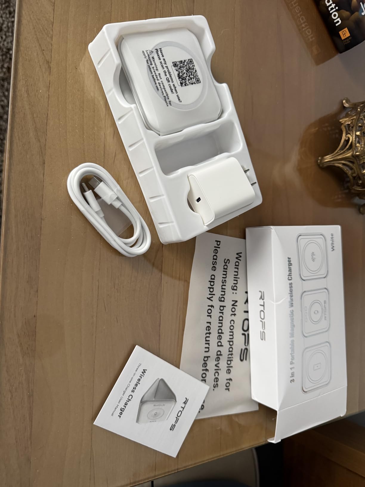 Wireless Charger 3 in 1,RTOPS Magnetic GaN Travel Wireless Charging Station Compatible with Apple Magsafe Multiple Devices for iphone17/16/15/14/13/Pro/Max,iWatch,AirPods4/3/2/Pro (Adapter Includes) customer photo 1