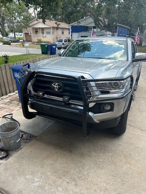 HECASA Brush Guard Bumper Grille Compatible with 2016-2023 Tacoma | Front;Compatible with 2016-2023 Toyota Tacoma Bull Bar Brush Push Bar Guard Protector; Powder Coated Black Steel Exterior customer photo 1