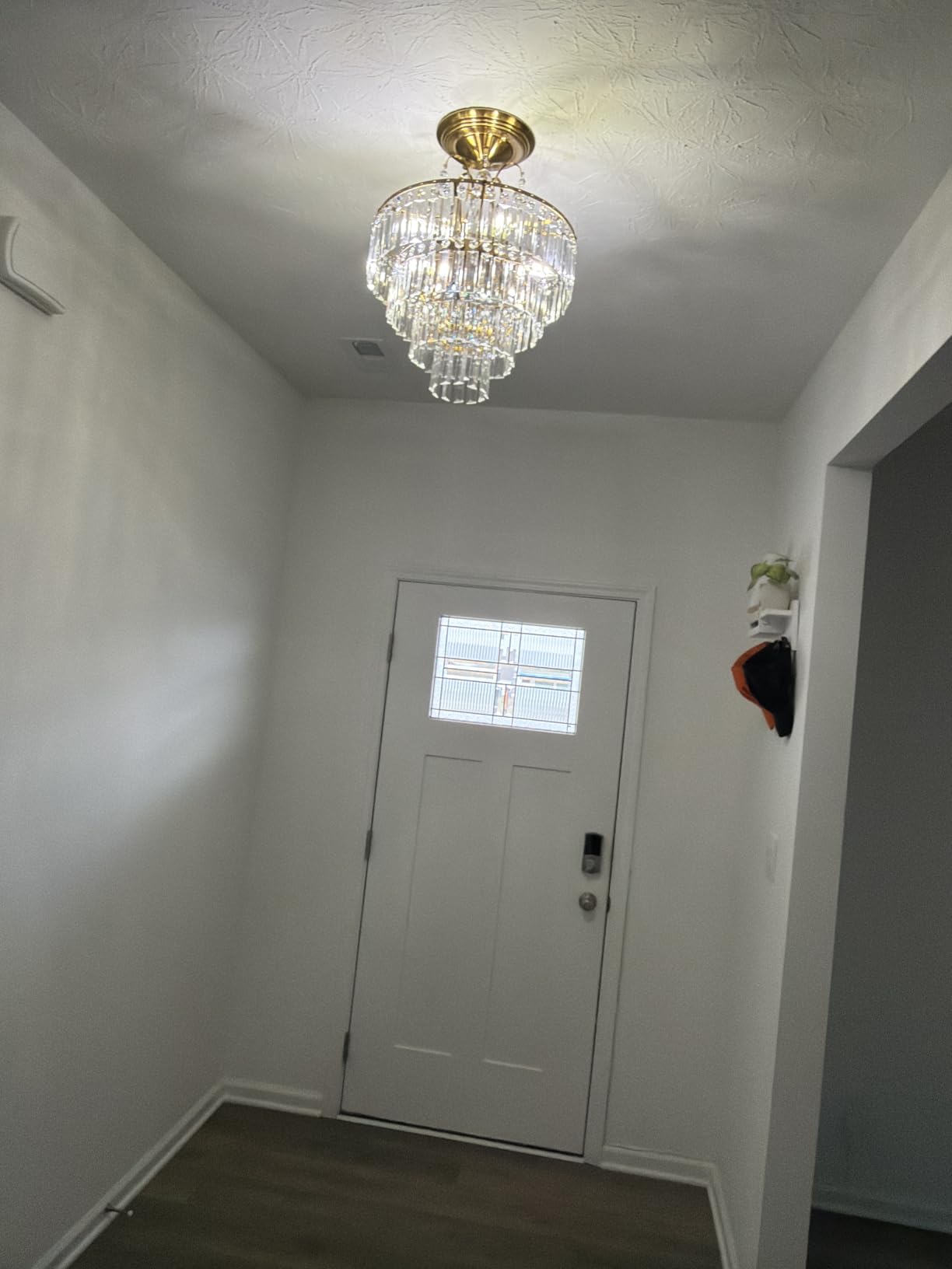 CVKASH 5 -Lights Crystal Gold Chandelier Fixture Modern Semi Flush Mount Ceiling Light with E12 Ceiling Lighting for Bedroom Living Room Kitchen Hallway Dining Room,D15.35 x H20.07 customer photo 1
