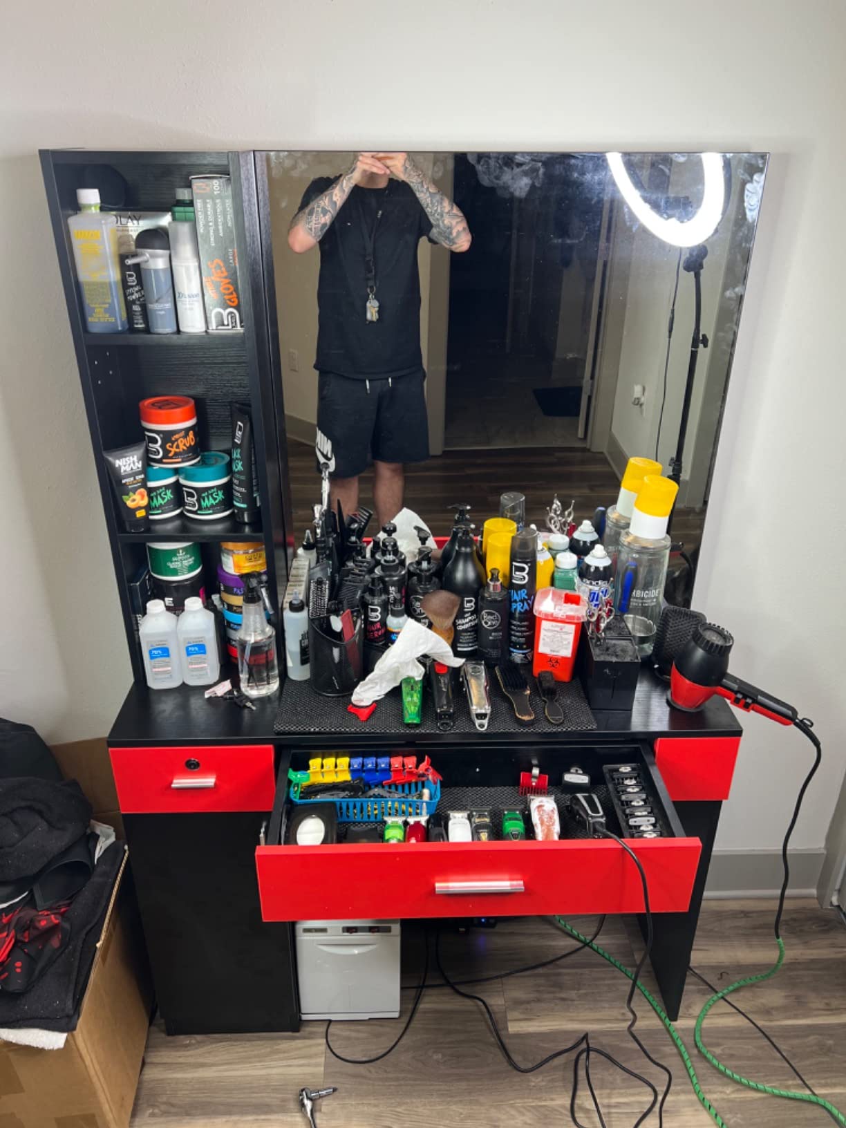 Artist hand Wall Mounted Salon Styling Station for Barber, Beauty & Spa customer photo 2