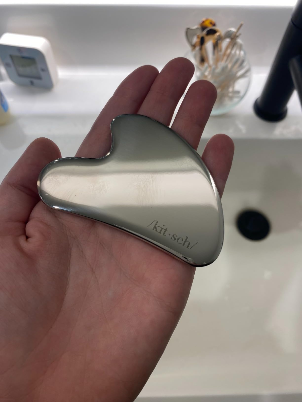 Kitsch Stainless Steel Guasha Tool for Face - Silver customer photo 2