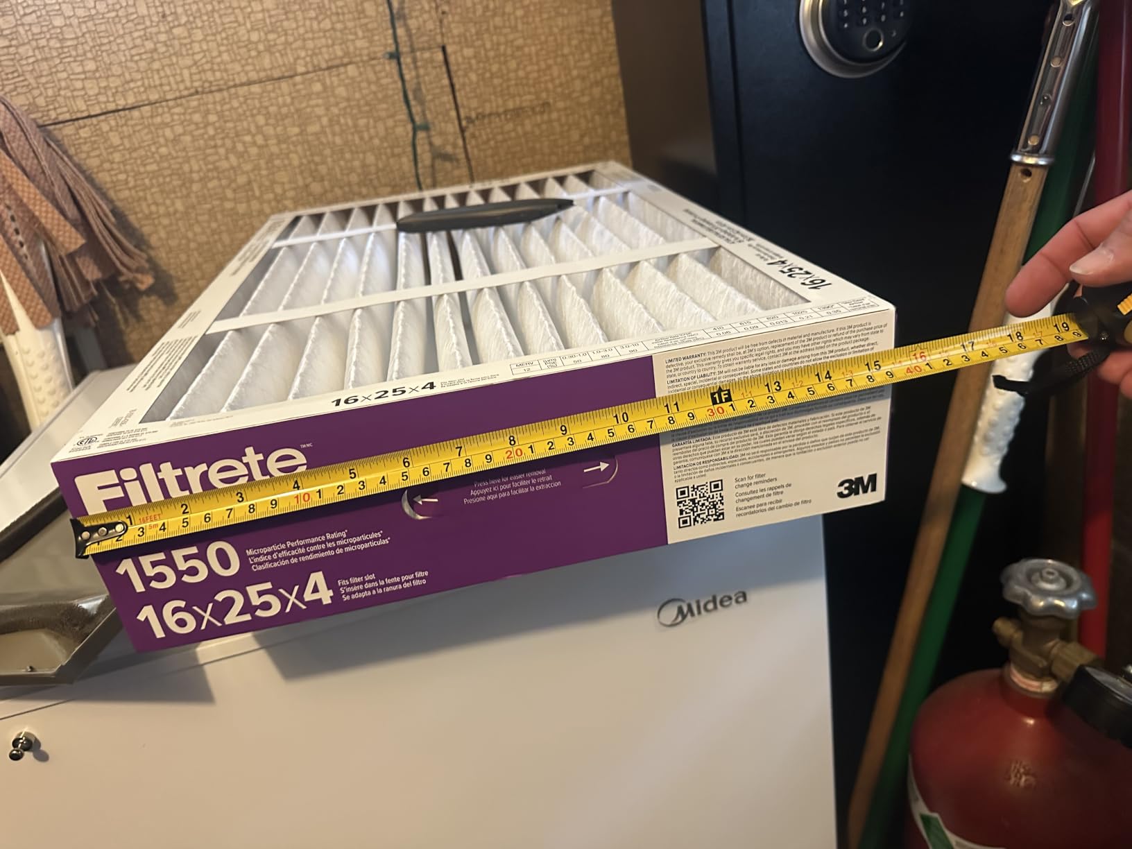 Filtrete 20x25x4 Air Filter MERV 12, MPR 1550 Certified Asthma & Allergy Friendly 2-Pack, Fits Honeywell & AprilAire, AC Furnace HVAC Filters, Pleated Electrostatic (Actual Size 19.88x24.63x4.31 in) customer photo 1