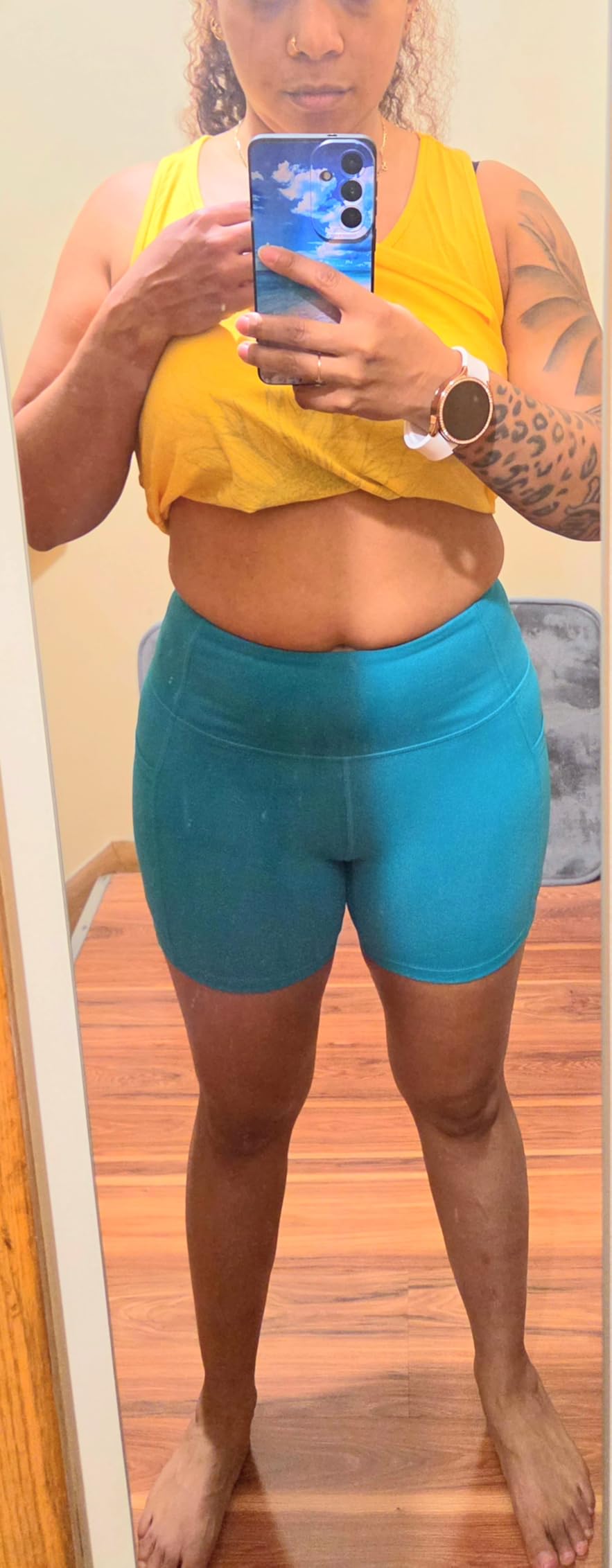 THE GYM PEOPLE High Waist Yoga Shorts for Women's Tummy Control Fitness Athletic Workout Running Shorts with Deep Pockets customer photo 1