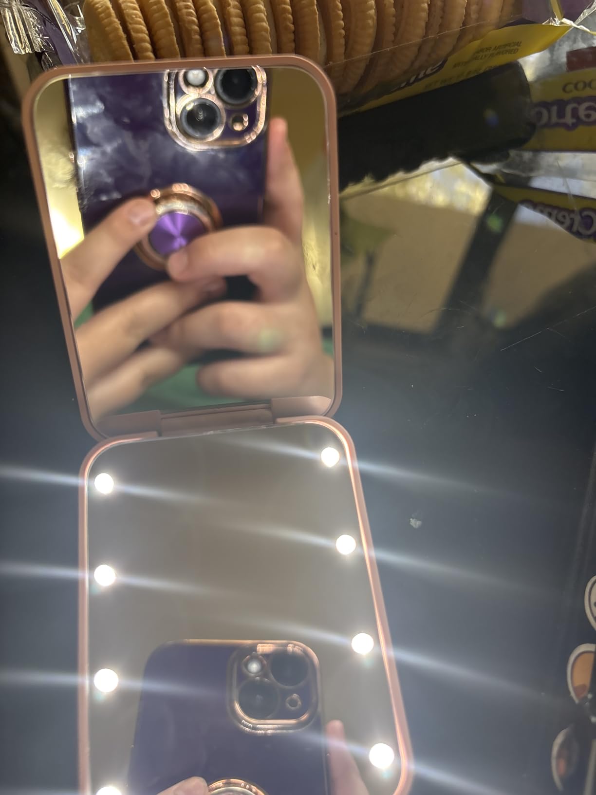 Kintion Pocket Mirror, 1X/3X Magnification LED Compact Mirror (White) customer photo 2
