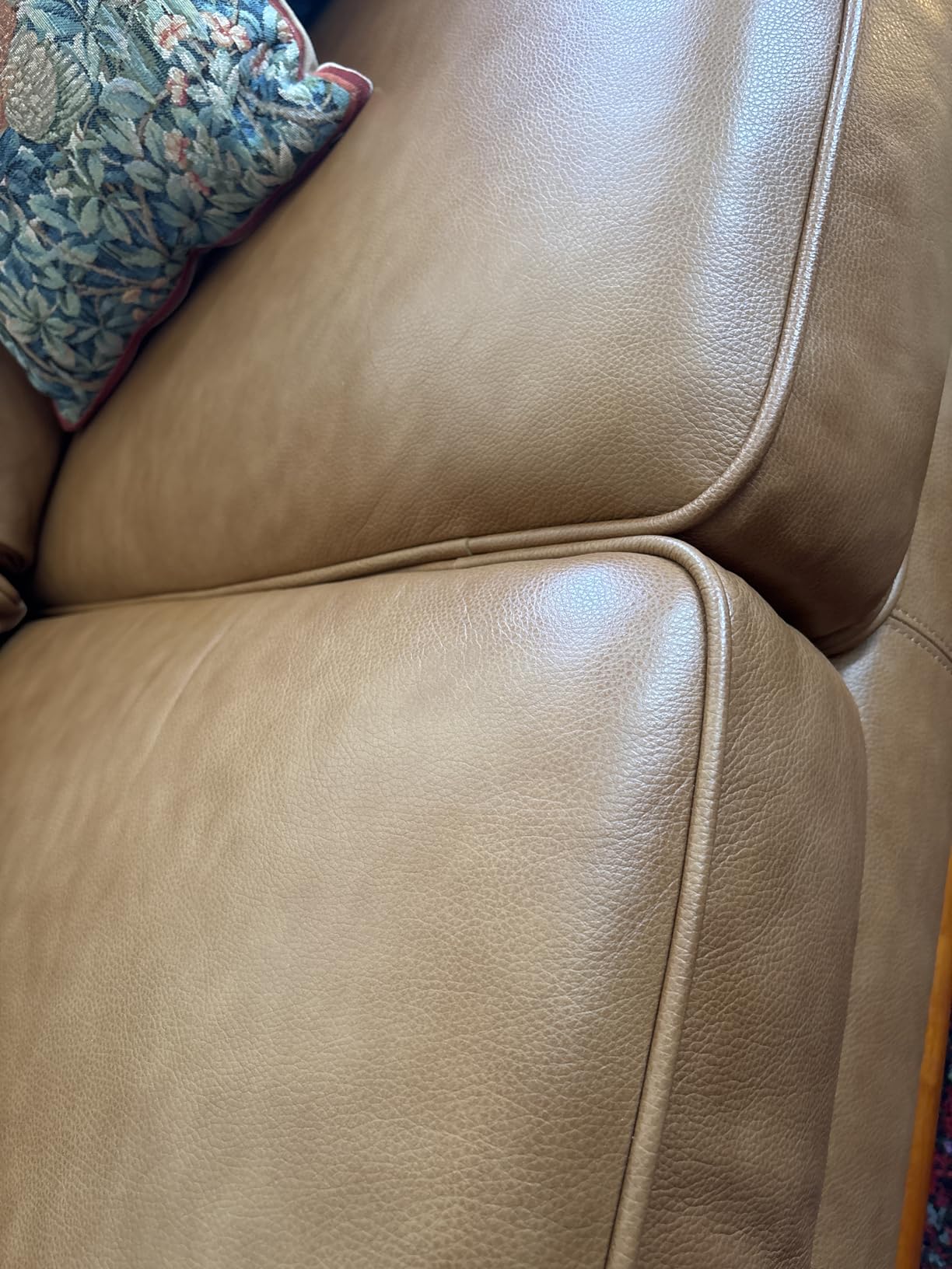 Valencia Artisan Full Leather Sofa 88” - Pure Full Italian Nappa Leather Couch for Living Room Furniture, Solid Wood Accent, Ultimate Comfort, Cognac Tan customer photo 1