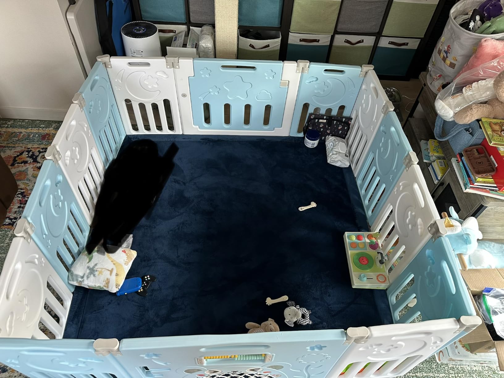 Baby Playpen, Dripex Foldable Playpen for Babies and Toddlers, Custom Shape Baby Fence, Safety Play Yard with Gate, Portable Play Area for Indoor or Outdoor, Grey White, 18 Panel customer photo 2