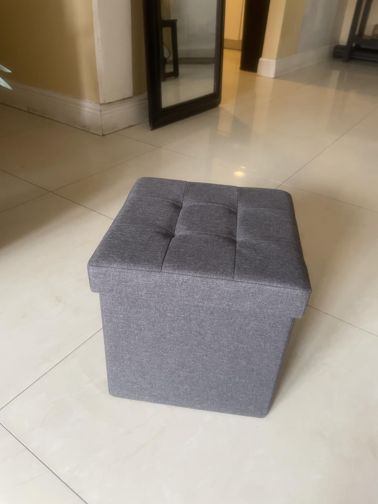 SONGMICS Small Folding Storage Ottoman, 11.8 x 11.8 x 11.8 in customer photo 2