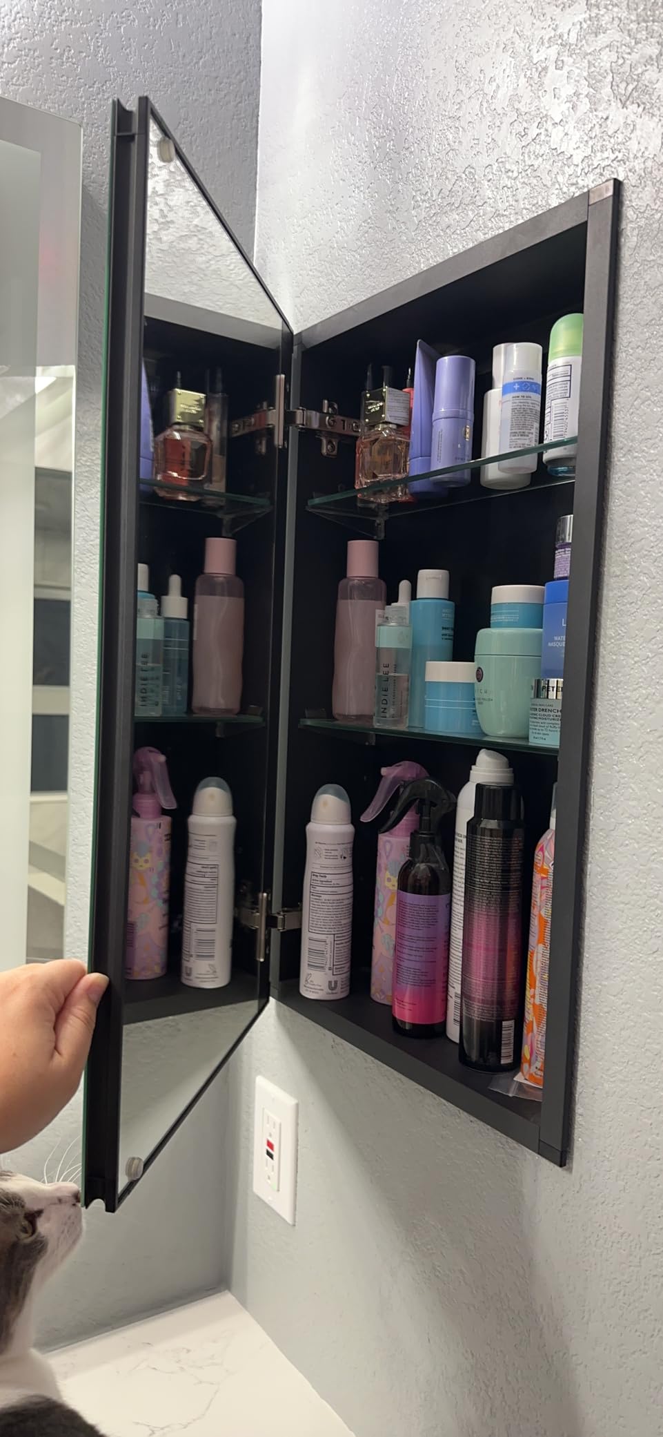 14 x 24 Black Aluminum Medicine Cabinet with Mirror, Recessed/Surface Mount customer photo 1