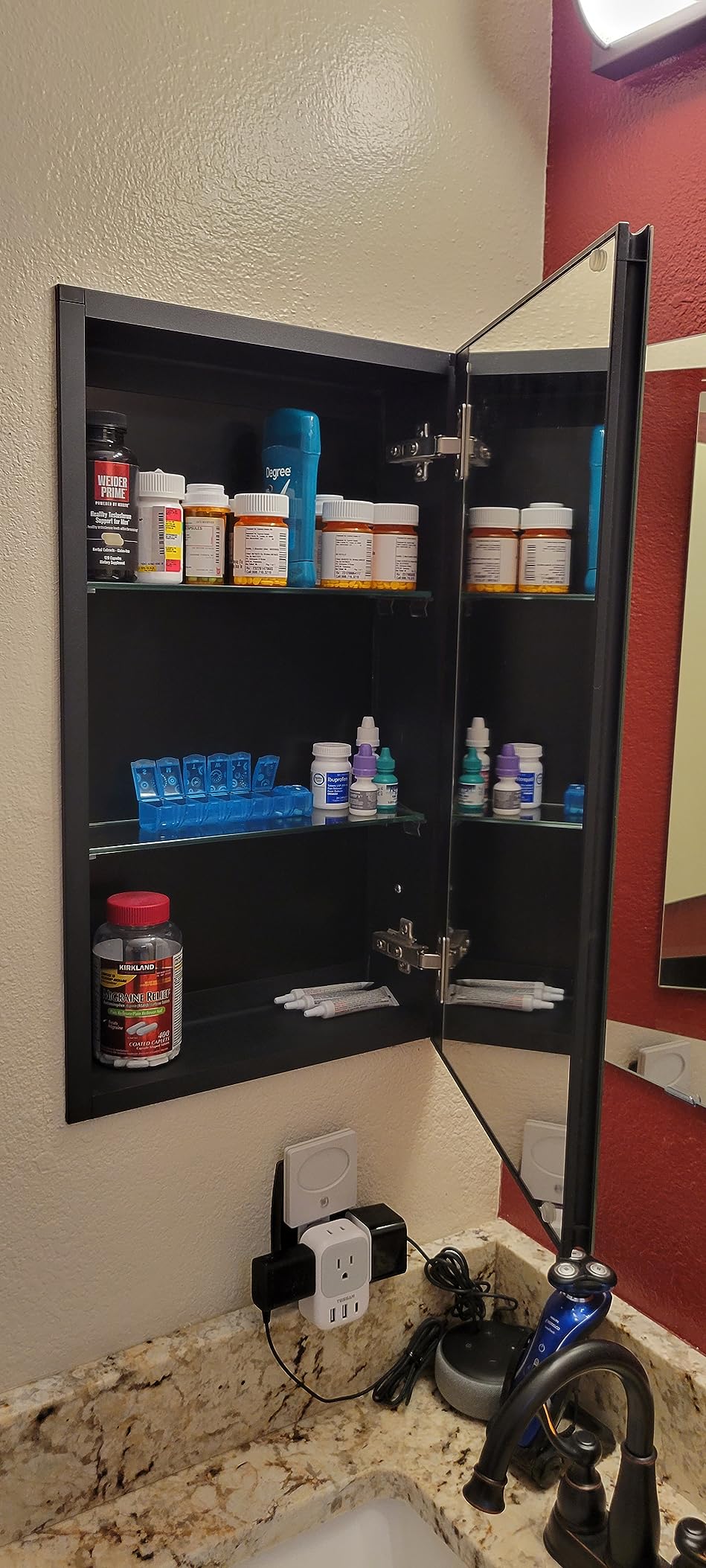 14 x 24 Black Aluminum Medicine Cabinet with Mirror, Recessed/Surface Mount customer photo 2