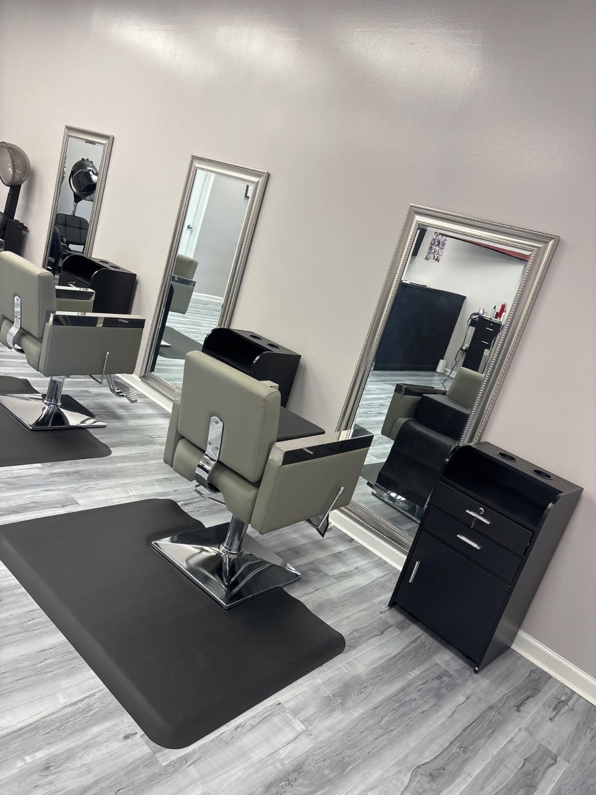 Salon Station,Trolley Cart with Wheels,Storage Cabinet,Black customer photo 1