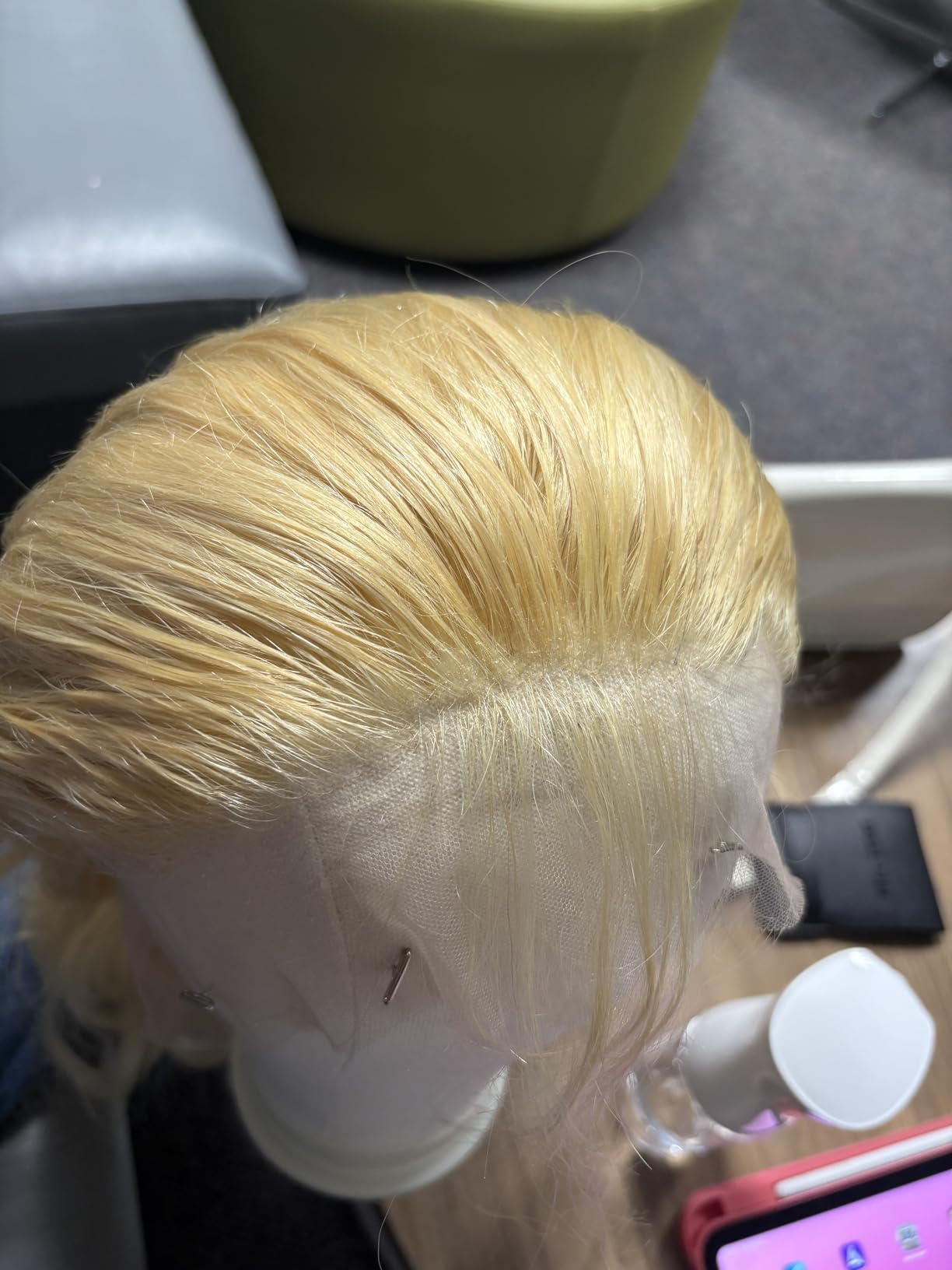 SZCY LLC 23 Inch Canvas Block Wig Head, 47 Inch Wig Stand Tripod with Head, Mannequin Head for Wigs Display with Wig Caps, T C Pins Brush customer photo 1