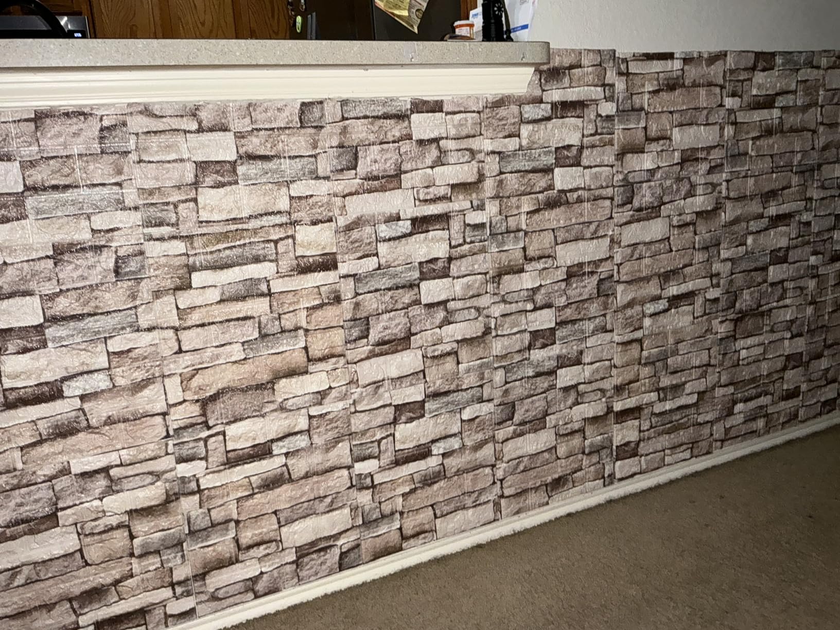20PCS 3D Wall Panels Peel and Stick Foam 3D Brick Wallpaper Peel and Stick Faux Stone Wall Panel Self-Adhesive Wallpaper (20PCS, Rock Color) customer photo 2