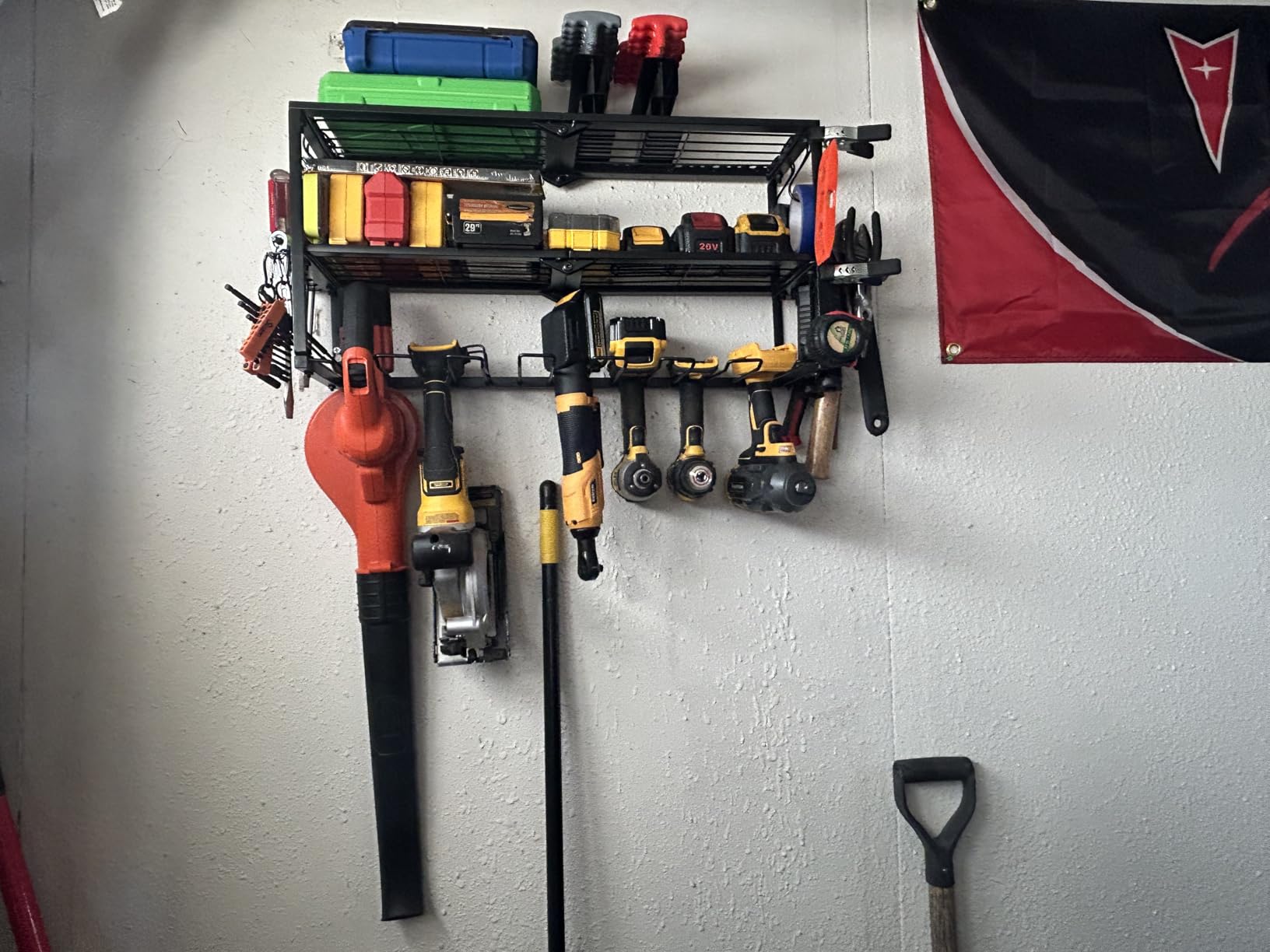 Spampur Power Tool Organizer for Tool Storage, Drill Holder Wall Mount with Screwdriver Organizer, Tool Holder for Garage Wall Organization, Heavy Duty Metal Tool Shelf with Battery Holder customer photo 1