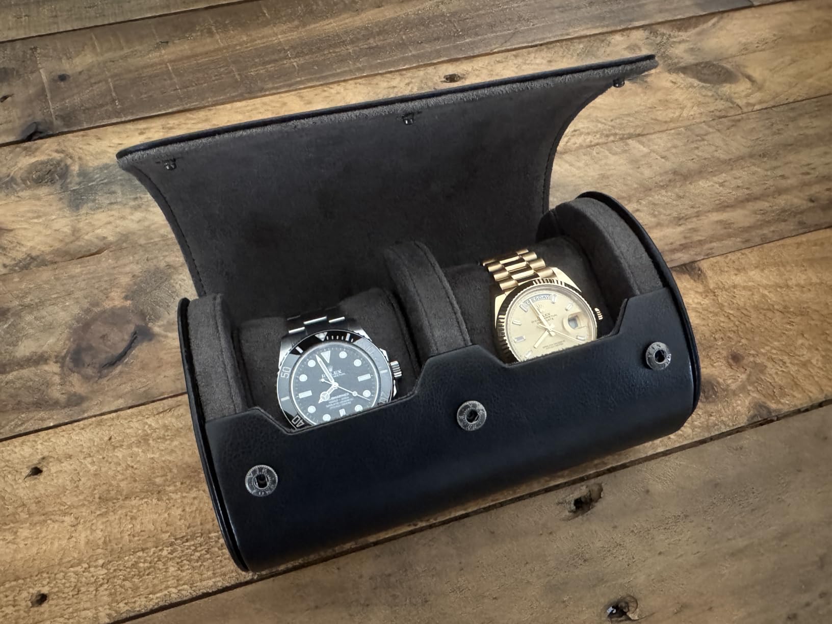 Watch Roll Travel Case for Men, 3-Slot Watch Display Organizer Box customer photo 2