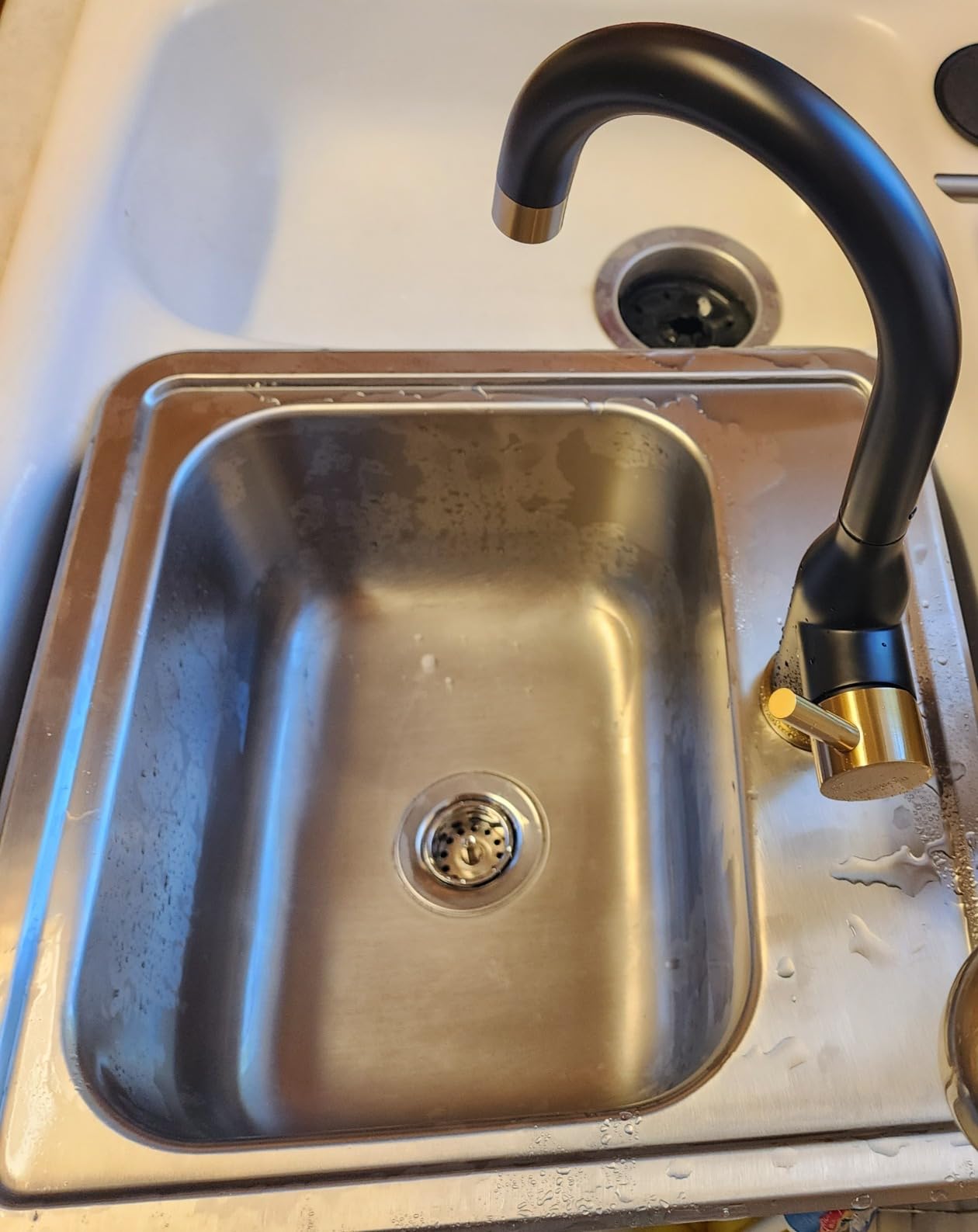 WOWOW Brushed Gold Bar Sink Faucet Single Hole Bar Faucet 1 Handle Small Kithcen Faucet for Wet Bar and RV Sink customer photo 2