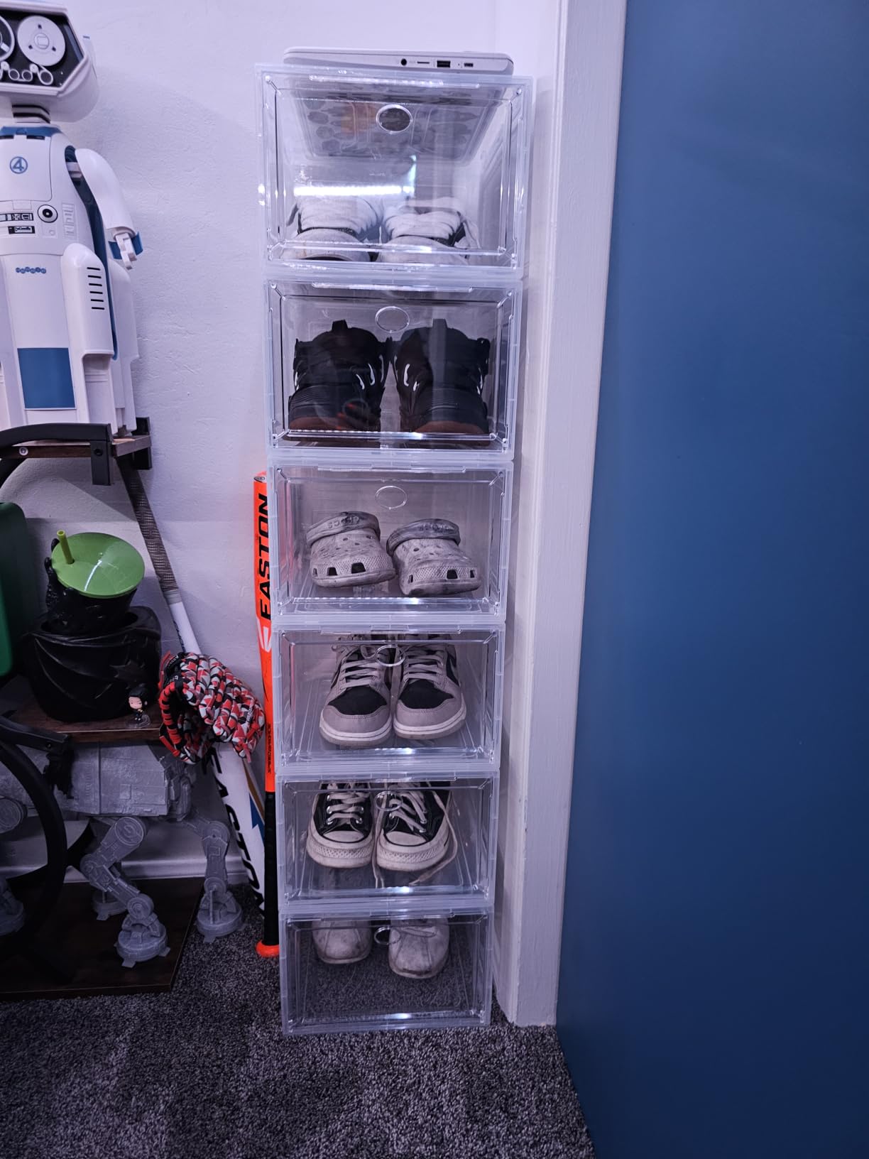 Sturdy Clear Shoe Organizer with Magnetic Door, Stackable Shoe Storage Box customer photo 1