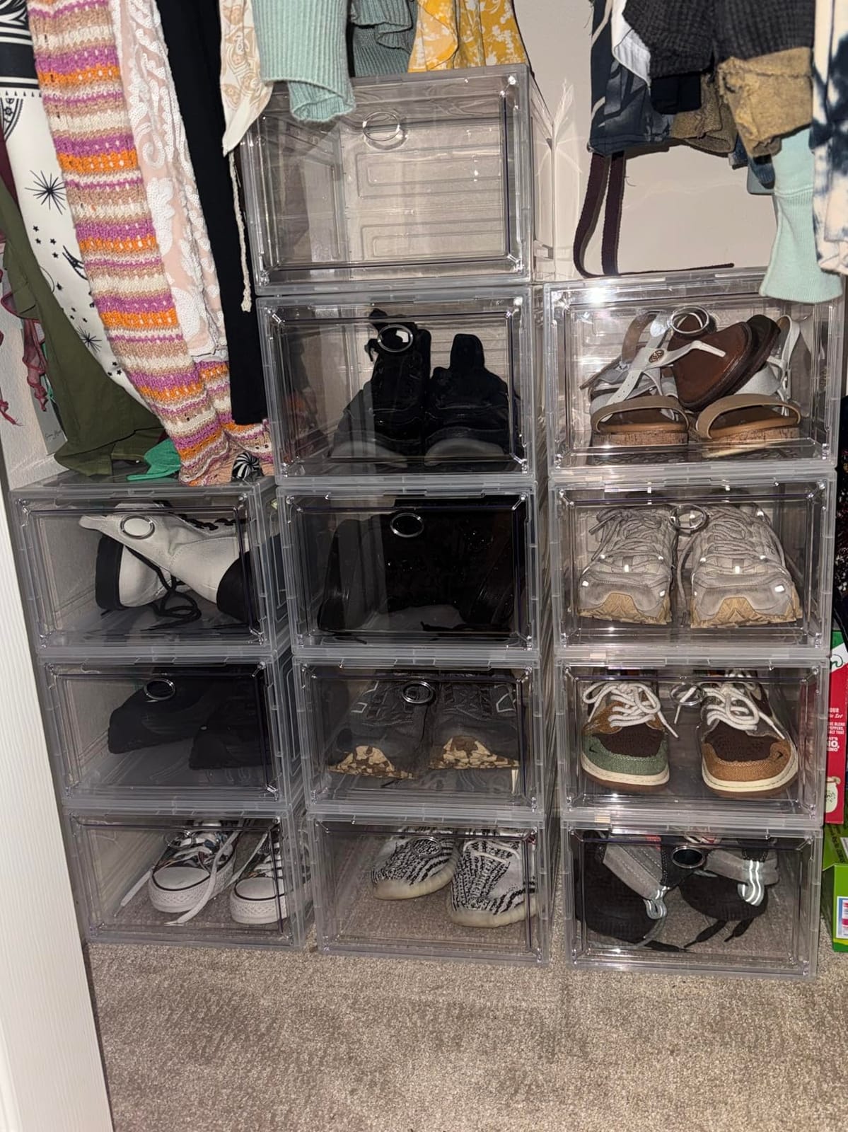 Sturdy Clear Shoe Organizer with Magnetic Door, Stackable Shoe Storage Box customer photo 2