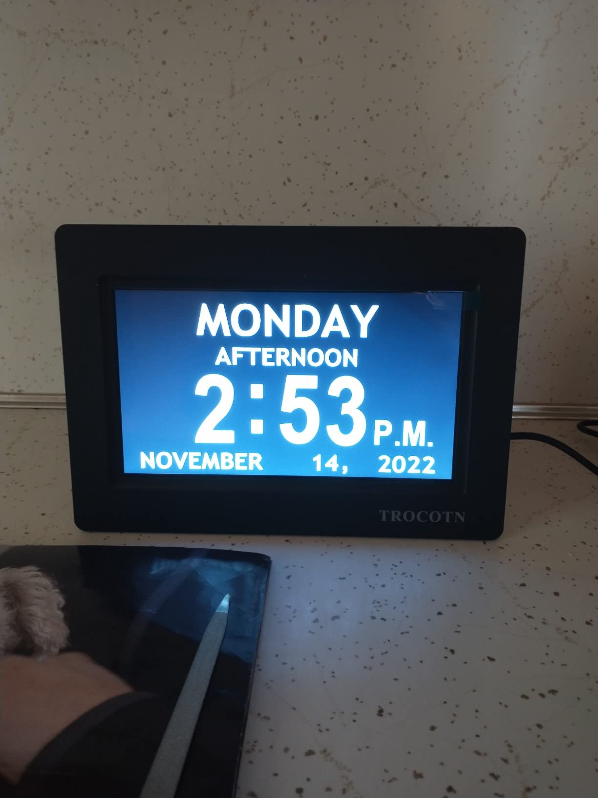 TROCOTN Dementia Clocks, Large Display Calendar Alarm Clock with Auto DST for Seniors, 5 Display Modes Large Font Digital Clock with Custom Alarms Day Date Clocks. (10 Inch Black) customer photo 1