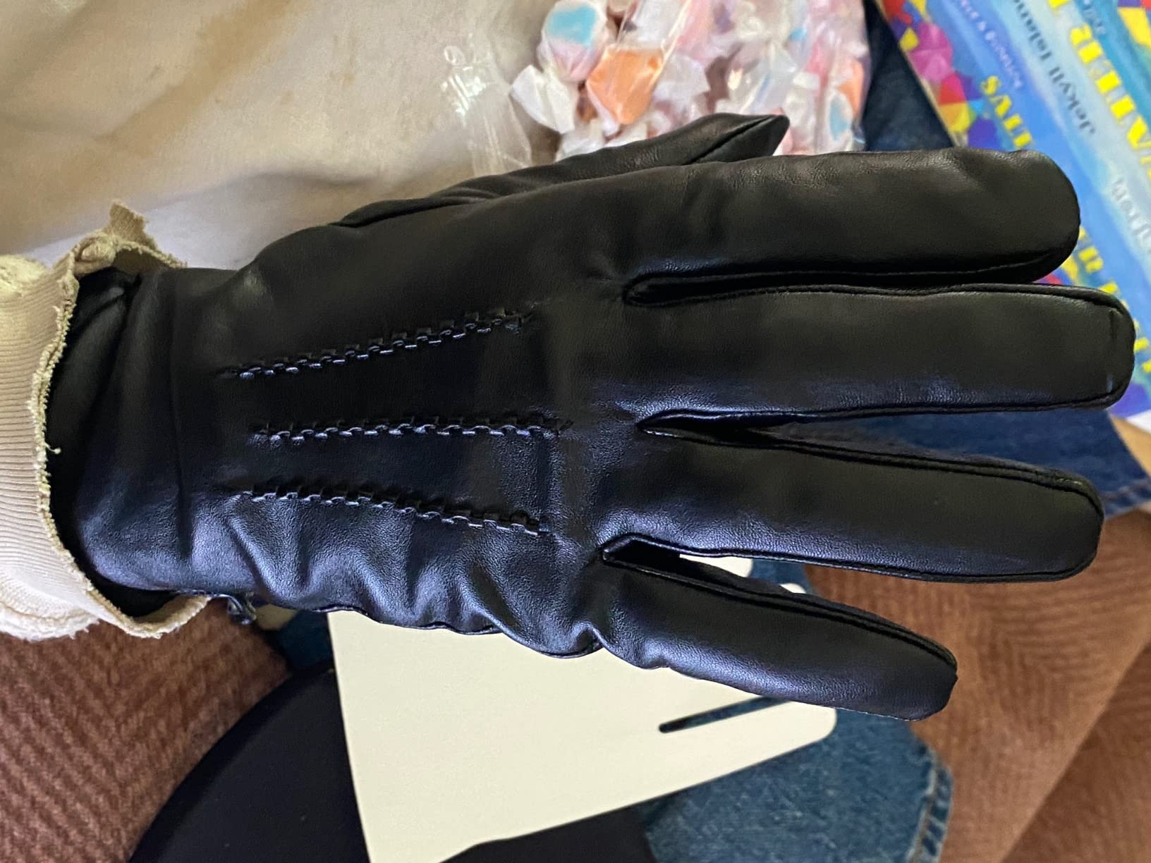 BISON DENIM Winter Sheepskin Leather Gloves for Men Warm Driving Gloves customer photo 2