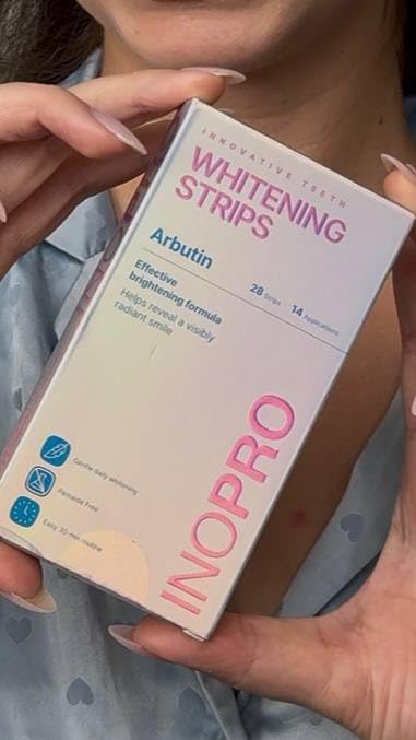 InoPro Teeth Whitening Strips 14 Treatments Kit - Enamel Safe Teeth Whitener, Peroxide-Free, Green White Strips for Teeth Whitening with Arbutin, Coconut Oil, Deep Stains Removal (28 Strips) customer photo 2