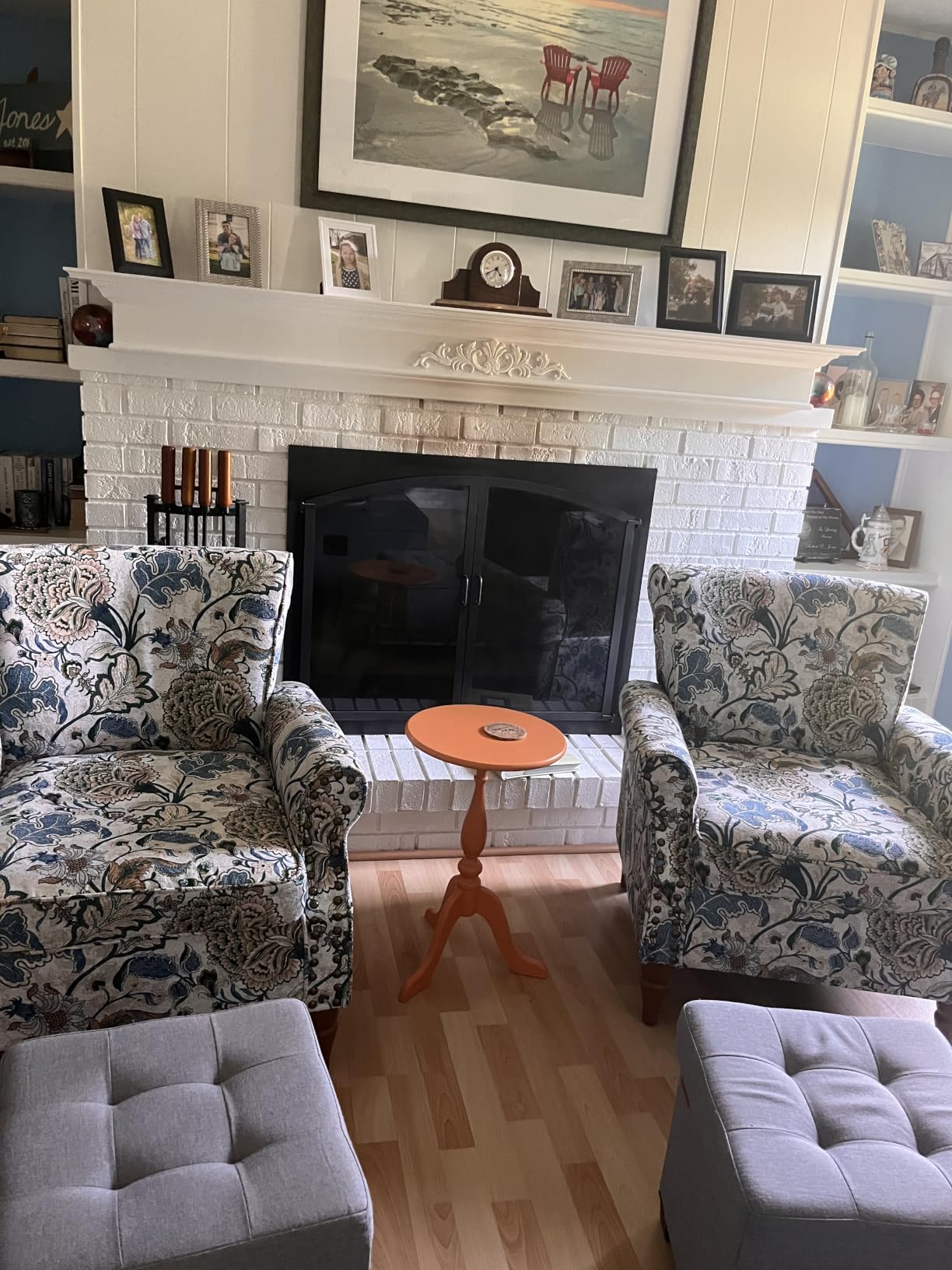 HULALA HOME Traditional Floral Accent Chair with Solid Wood Legs, Mustard customer photo 2