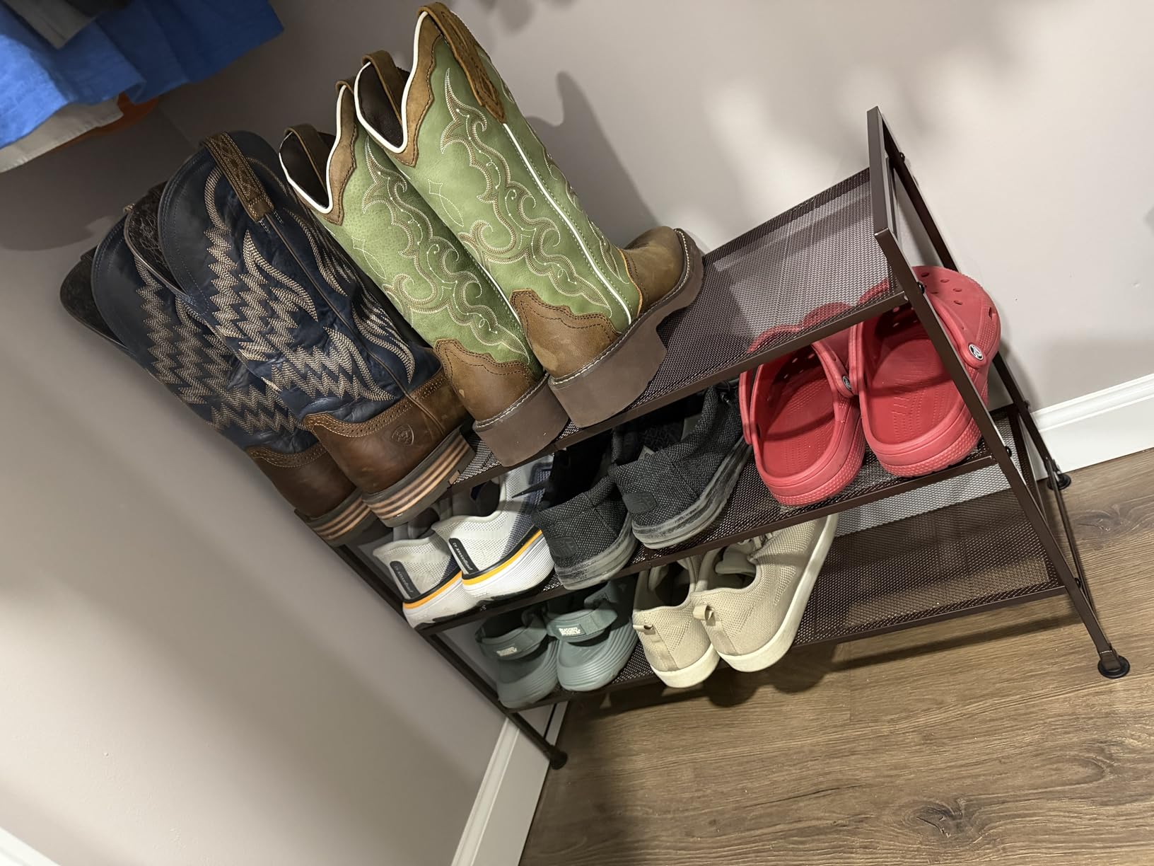 Simple Houseware 3-Tier Stackable Wired Grid Shoe Rack, Black customer photo 1