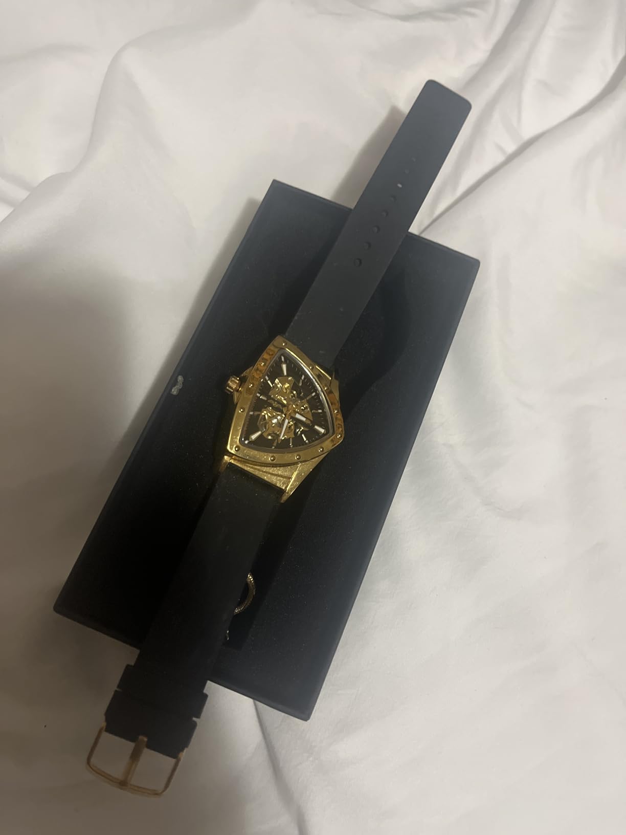 FORSINING Skeleton Watches for Men, Automatic Mechanical Watch with Triangle Dial, Luminous Self Winding Watches Stainless Steel Bracelet or Soft Silicone Strap customer photo 2