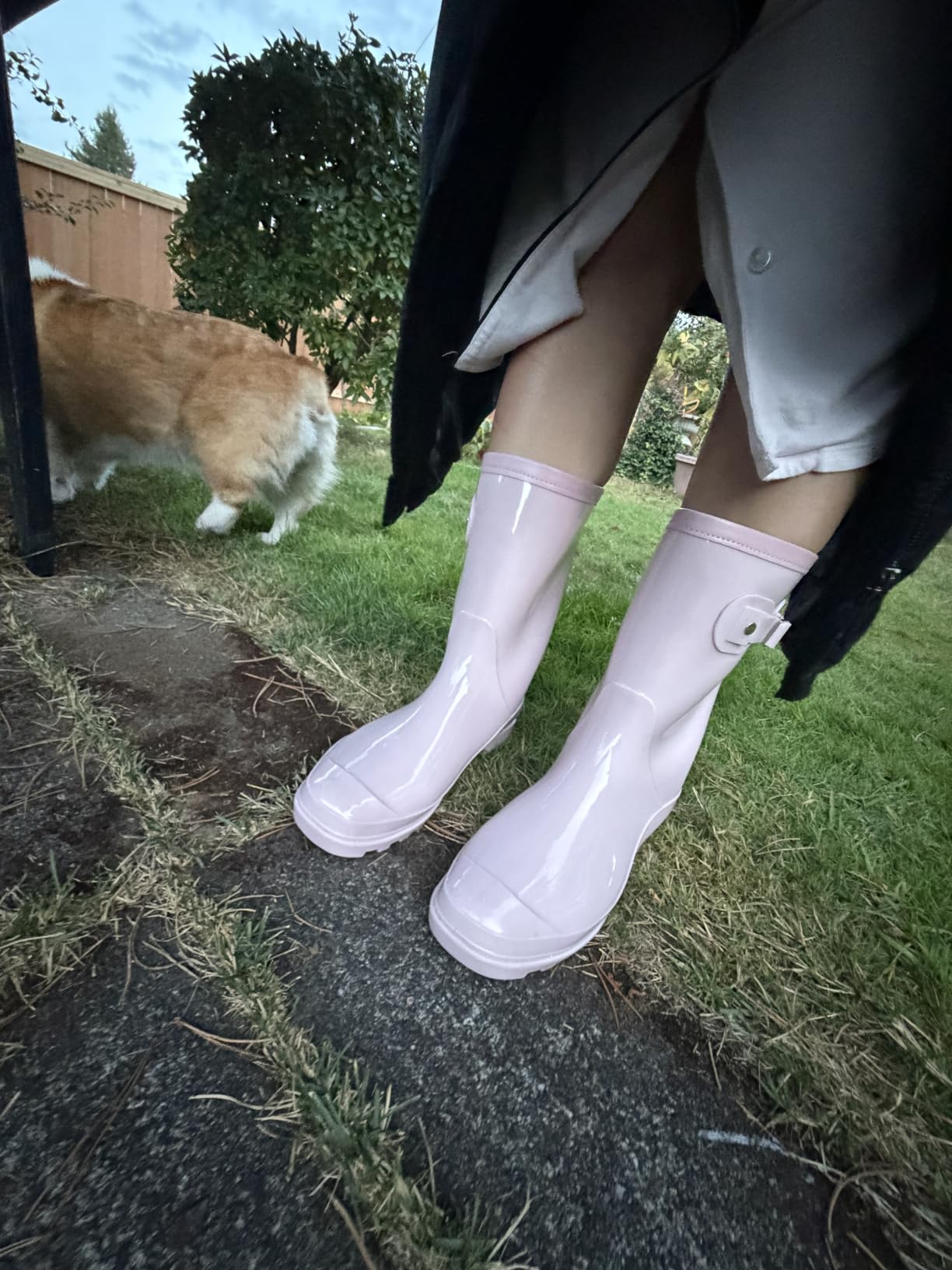 Women's Mid Calf Rain Boots Waterproof Fashion Garden Shoes Anti-slipping Rainboots For Women Comfortable Insole Light Rain Shoes customer photo 1