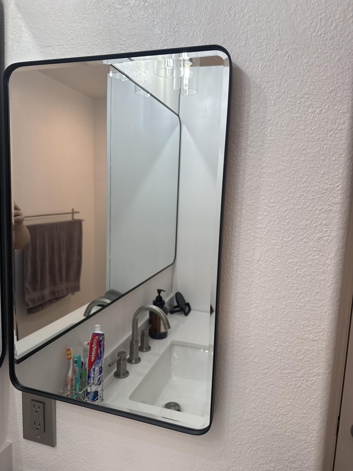 Plastic Black Medicine Cabinet 16x24 Beveled Mirror, Recessed/Surface Mount customer photo 2